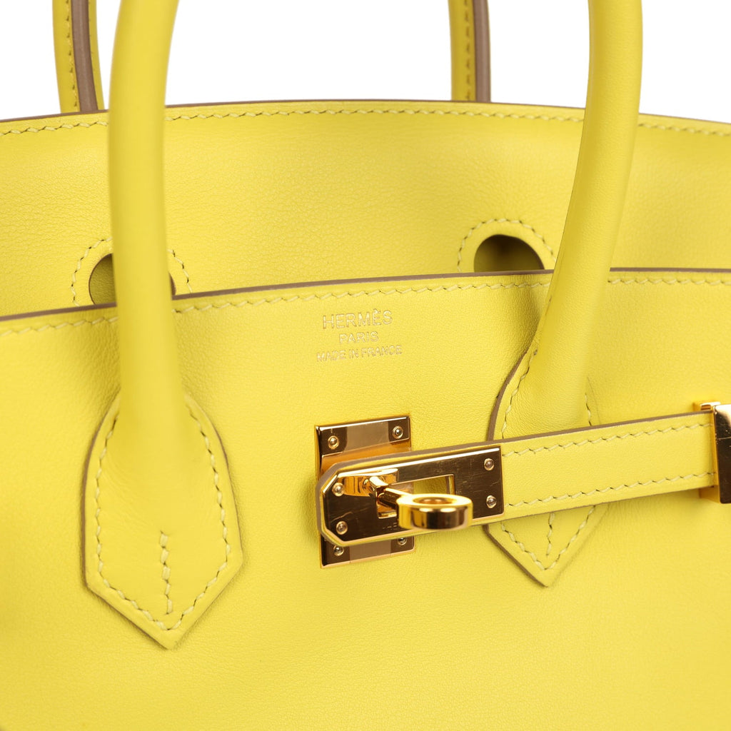 New Hermes Birkin 25 Lime Swift Gold Hardware