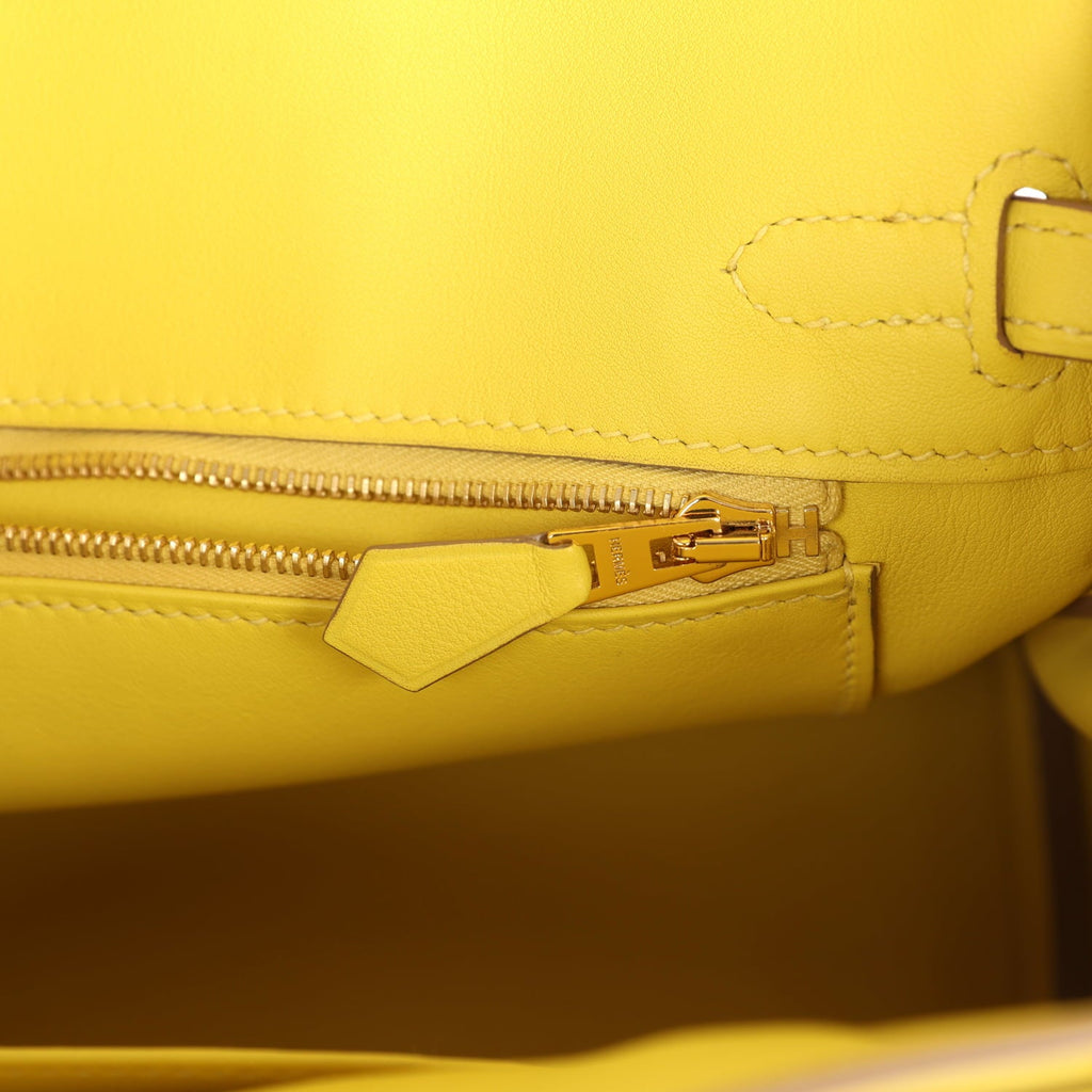 Pre-owned Hermes Birkin 25 Lime Swift Gold Hardware