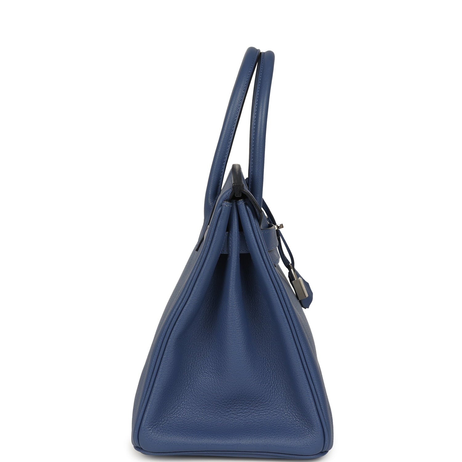 Pre-owned Hermes Birkin 30 Bleu Brighton Evercolor Palladium Hardware