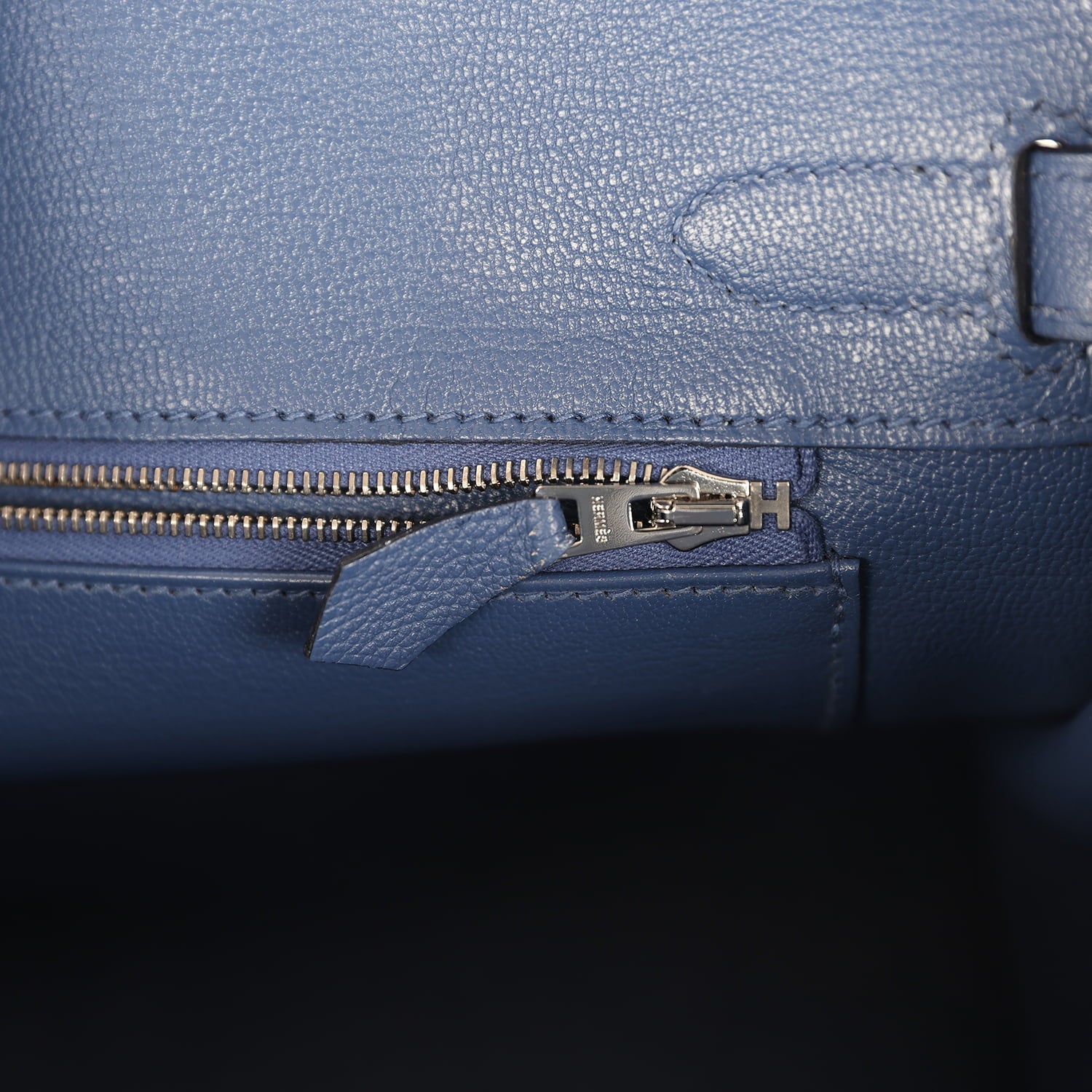 Pre-owned Hermes Birkin 30 Bleu Brighton Evercolor Palladium Hardware