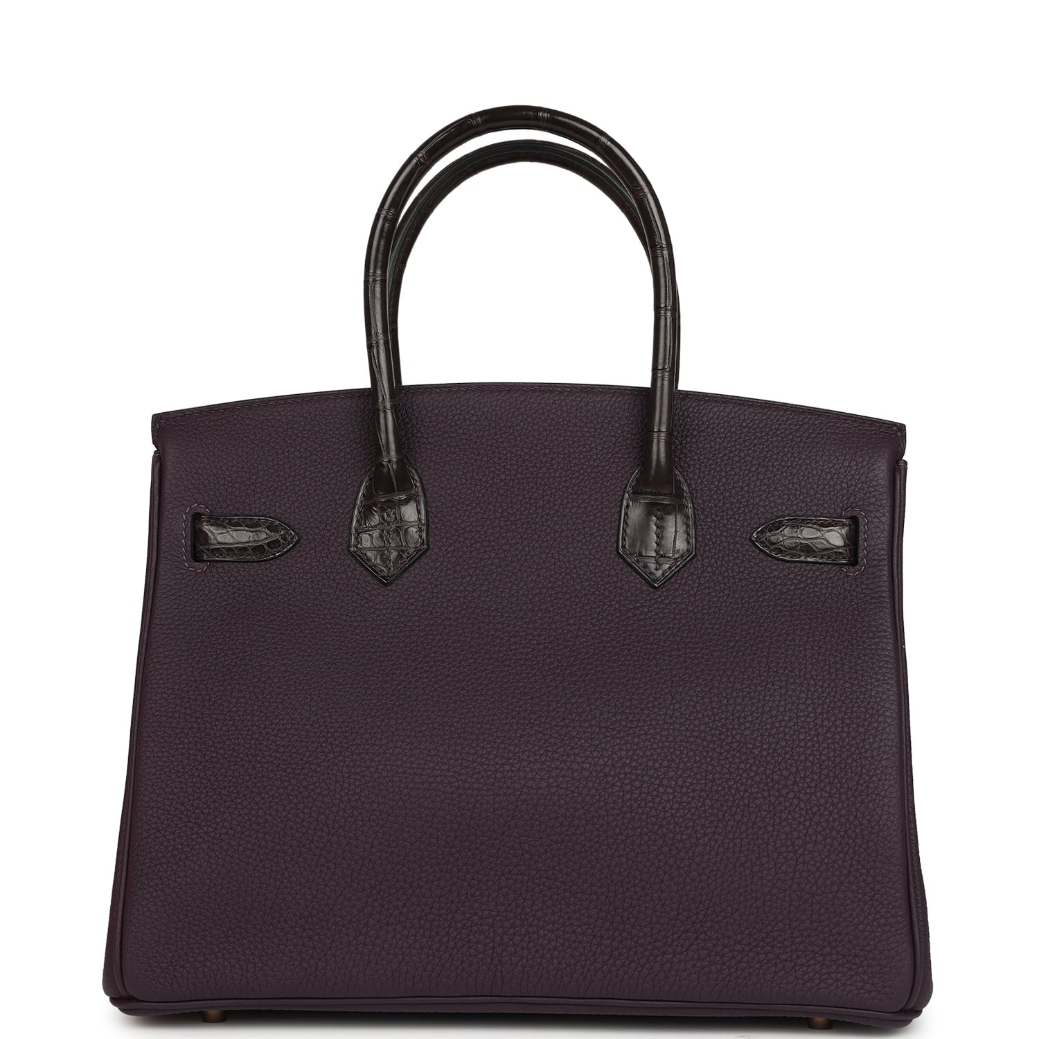 Pre-owned Hermes Birkin 30 Raisin Togo and Matte Alligator Touch Gold Hardware