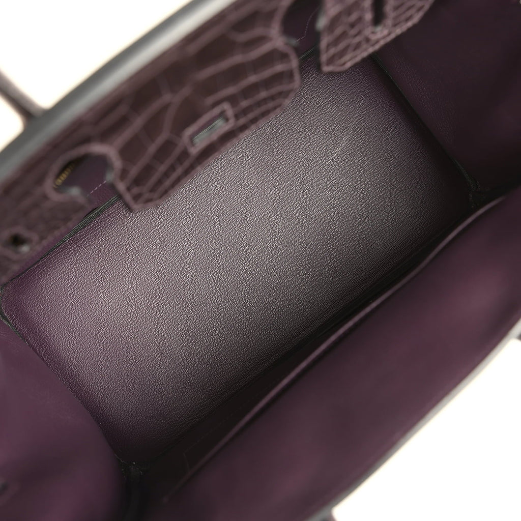 Pre-owned Hermes Birkin 30 Raisin Togo and Matte Alligator Touch Gold Hardware