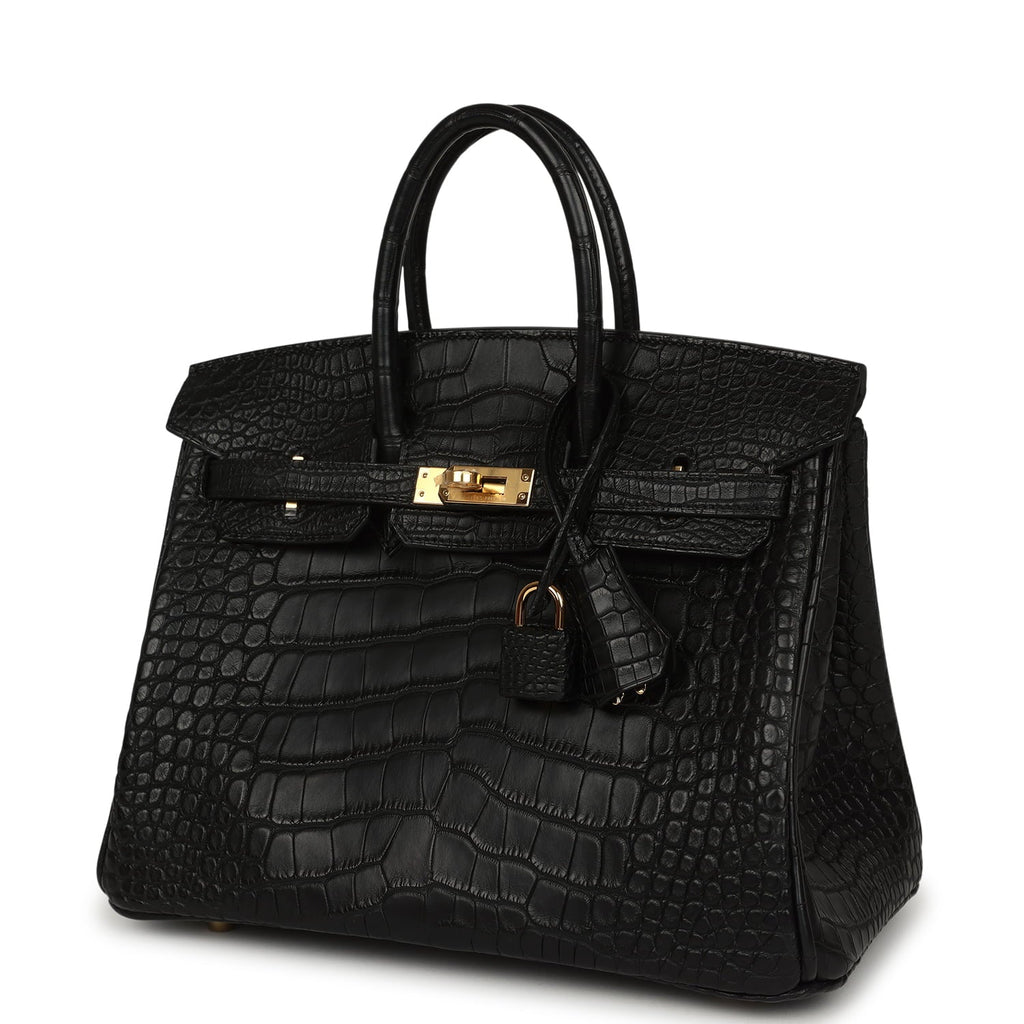 Hermes Birkin 25 Black Matte Alligator Gold Hardware
