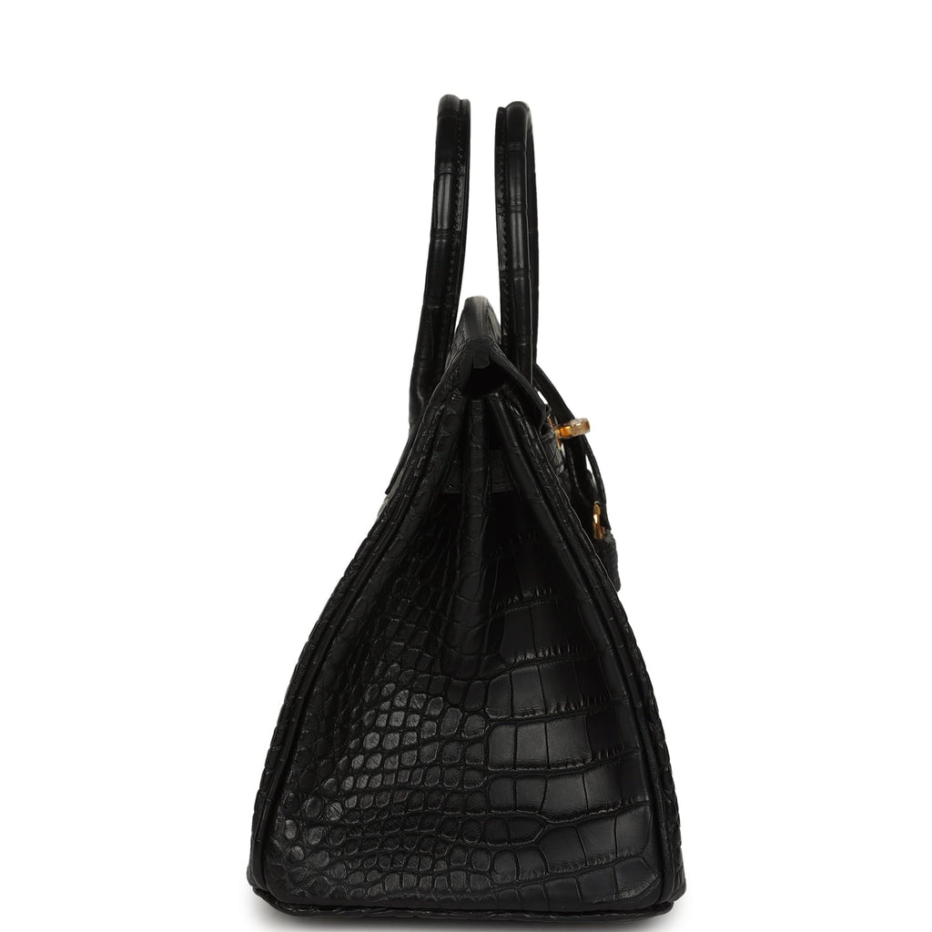 Hermes Birkin 25 Black Matte Alligator Gold Hardware