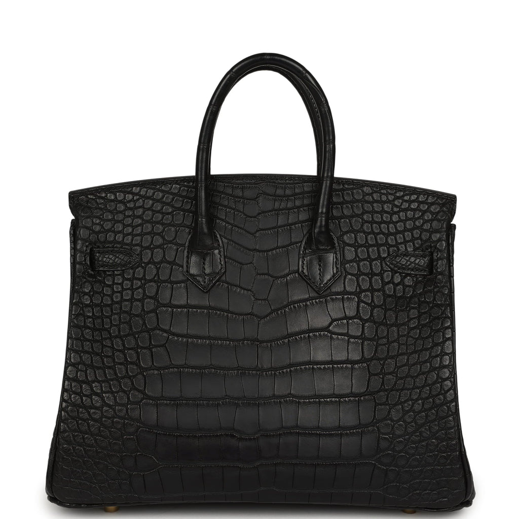 Hermes Birkin 25 Black Matte Alligator Gold Hardware