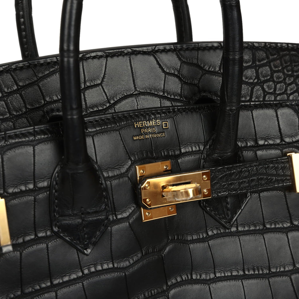 Hermes Birkin 25 Black Matte Alligator Gold Hardware
