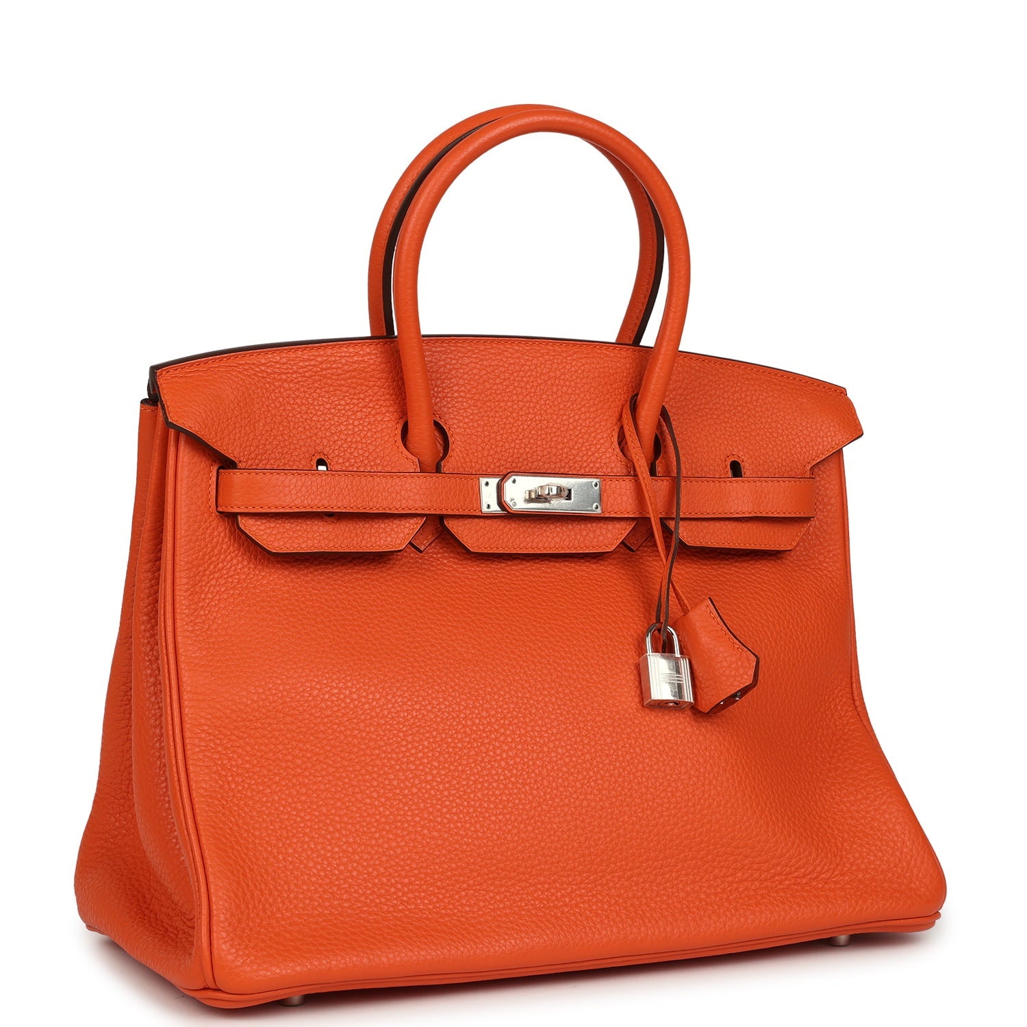 Pre-owned Hermes Birkin 35 Feu Clemence Palladium Hardware