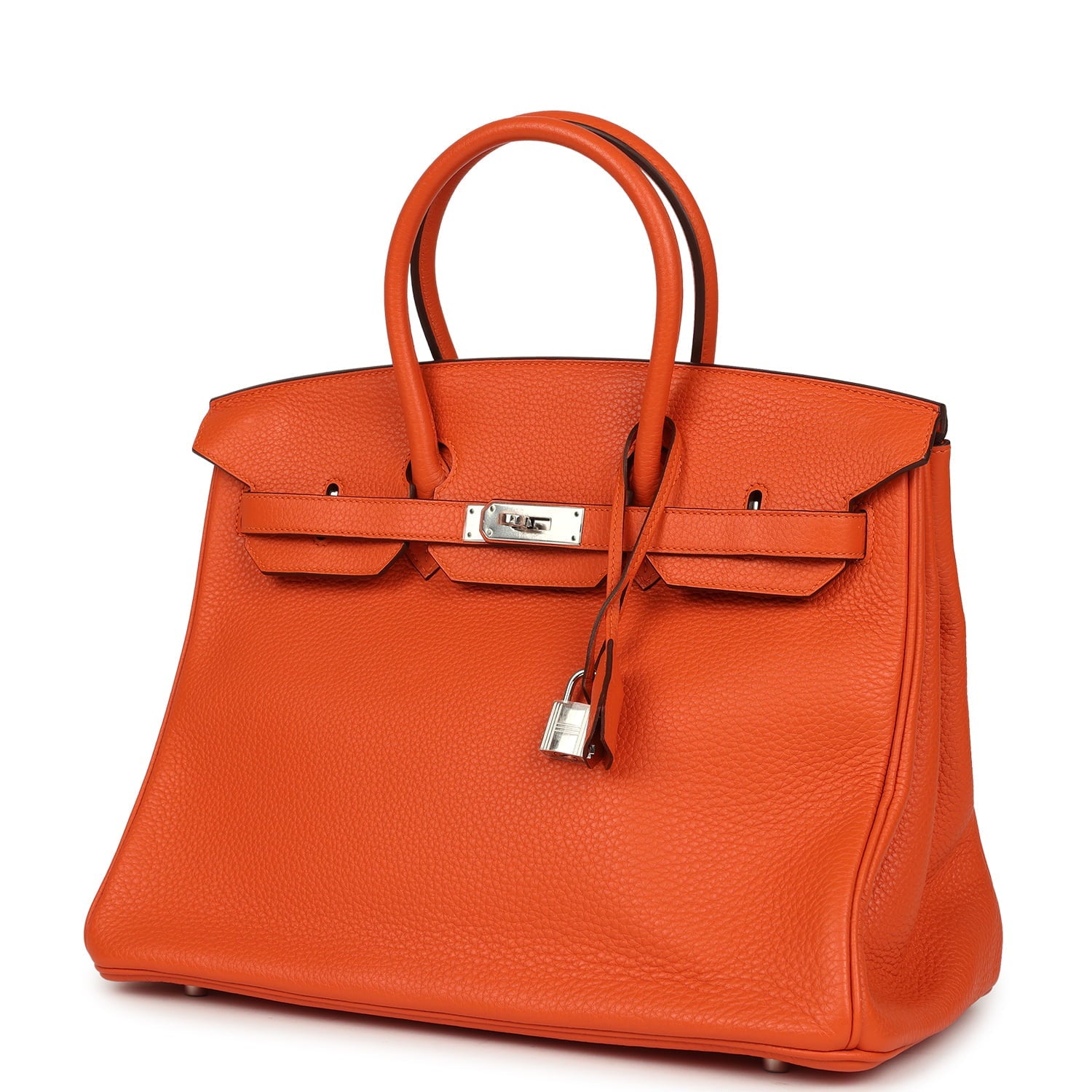 Pre-owned Hermes Birkin 35 Feu Clemence Palladium Hardware