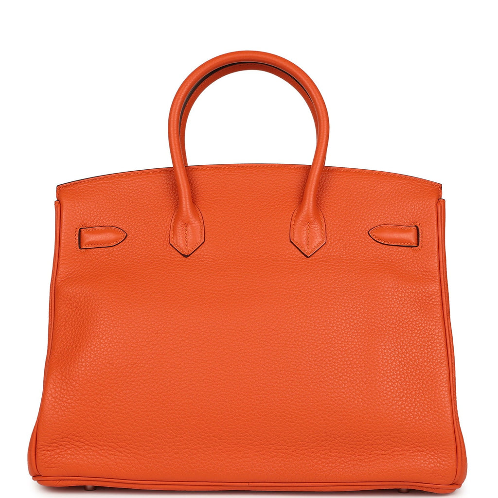 Pre-owned Hermes Birkin 35 Feu Clemence Palladium Hardware