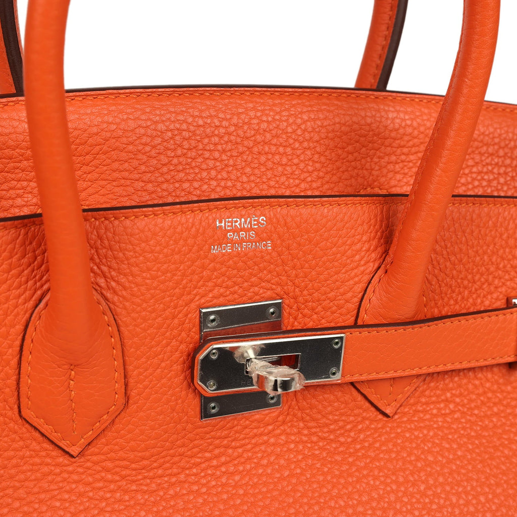 Pre-owned Hermes Birkin 35 Feu Clemence Palladium Hardware