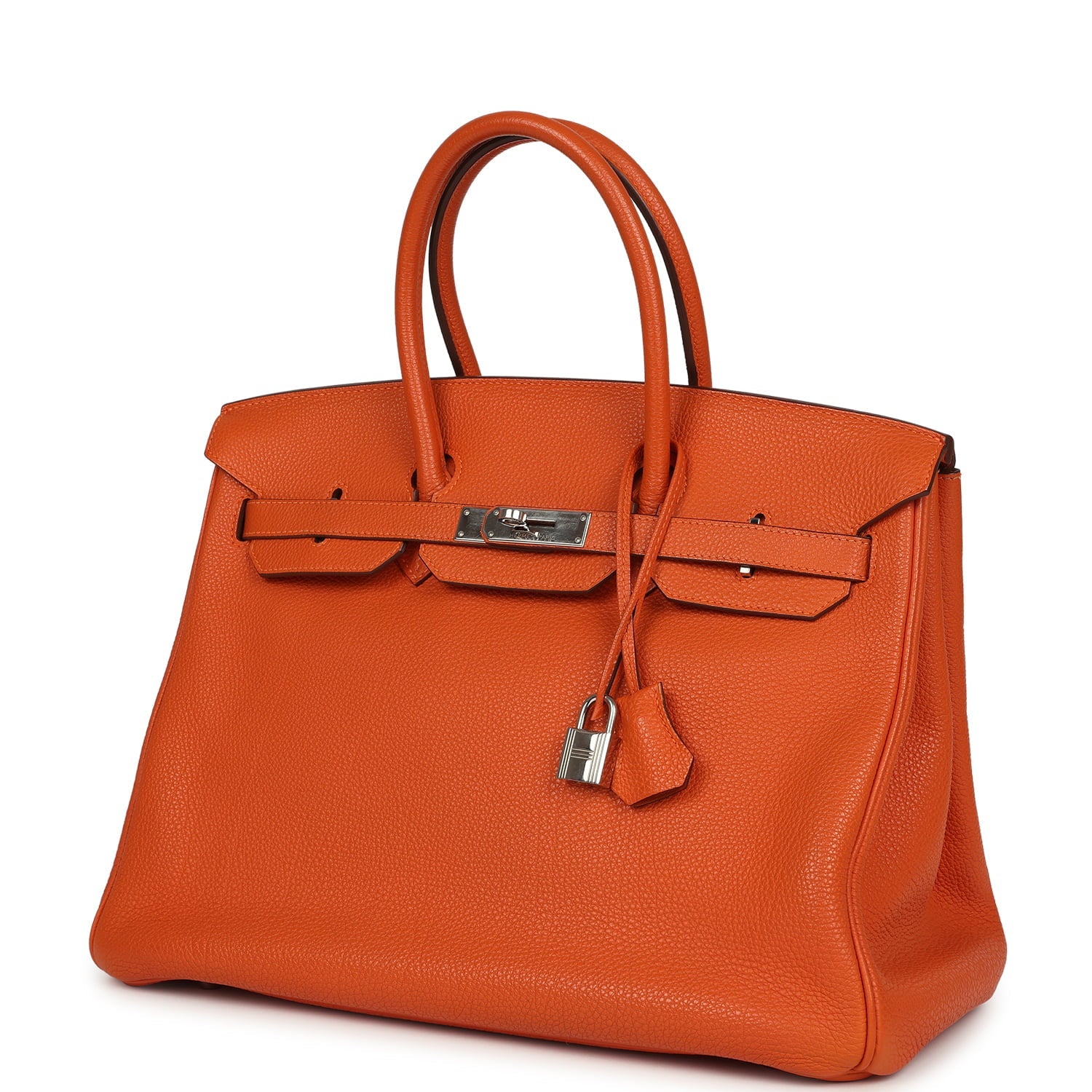 Pre-owned Hermes Birkin 35 Orange Togo Palladium Hardware