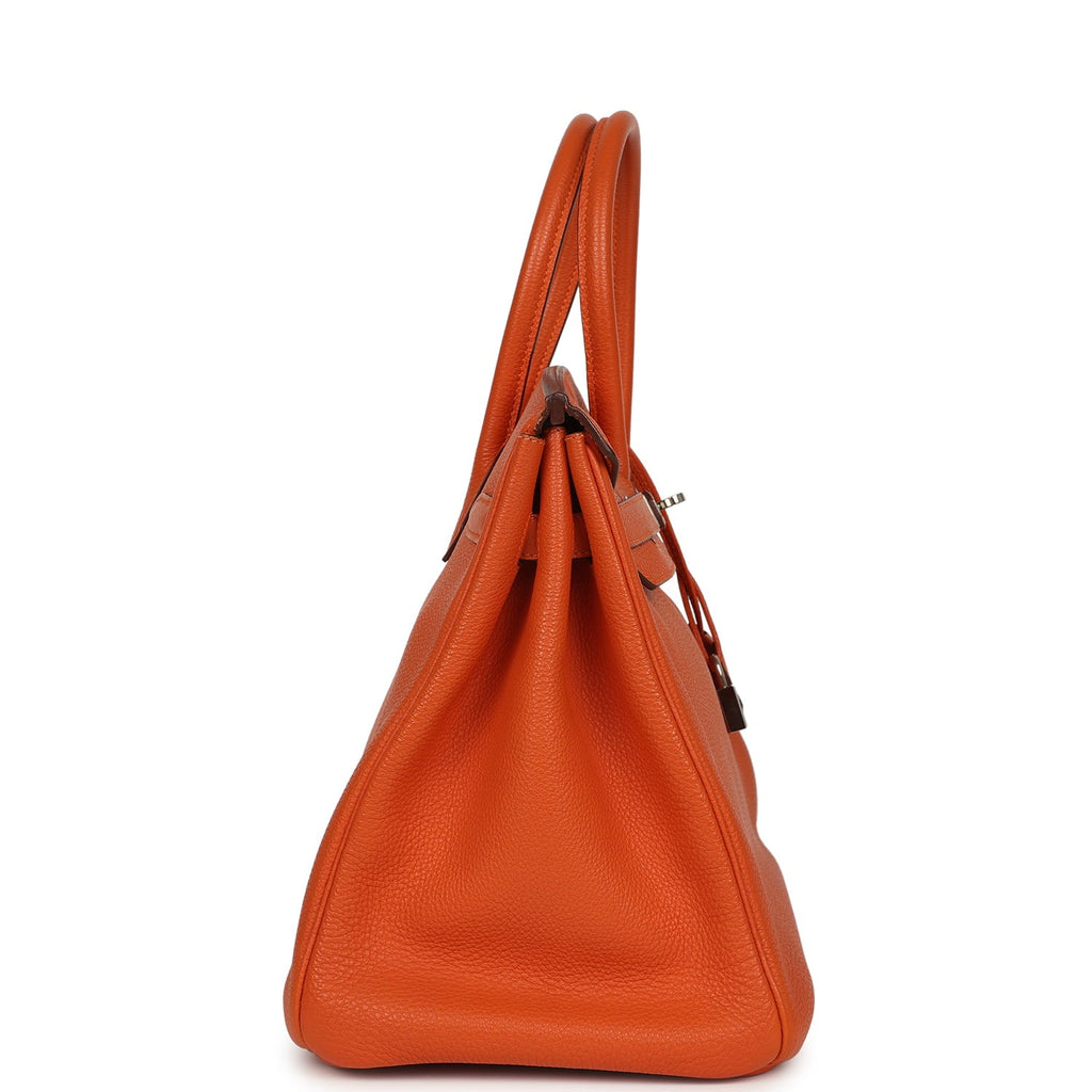 Pre-owned Hermes Birkin 35 Orange Togo Palladium Hardware