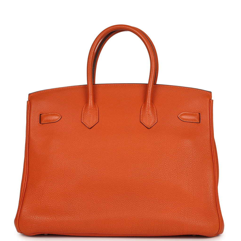 Pre-owned Hermes Birkin 35 Orange Togo Palladium Hardware