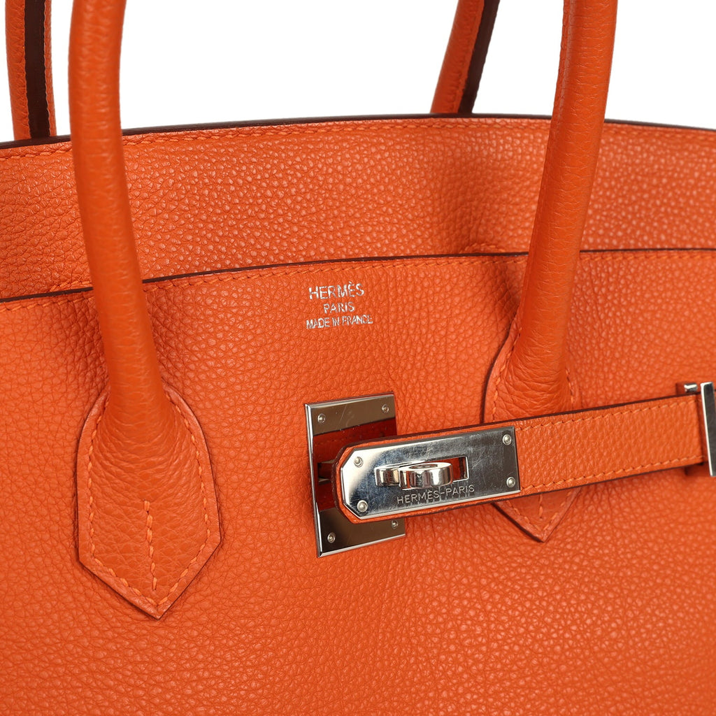Pre-owned Hermes Birkin 35 Orange Togo Palladium Hardware