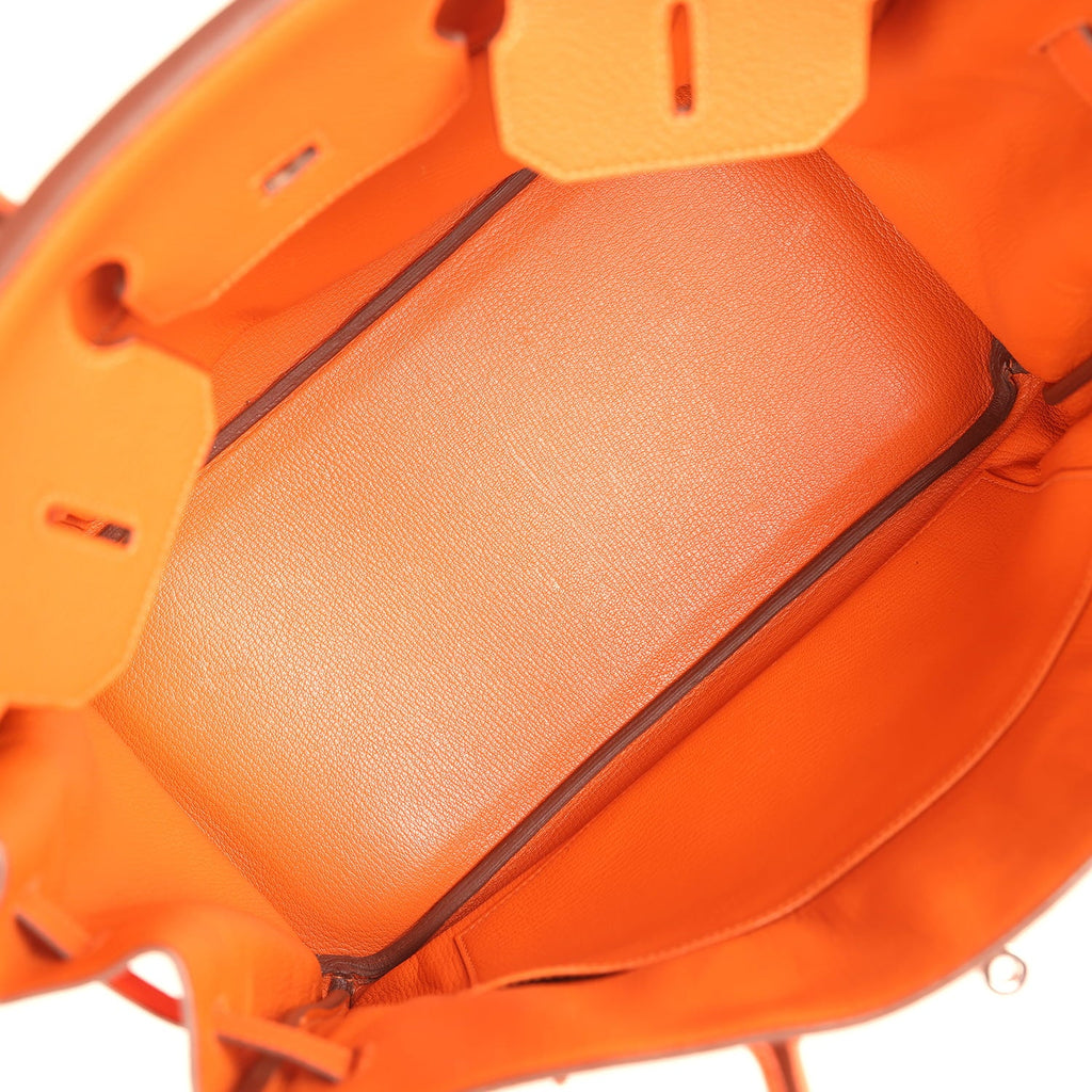 Pre-owned Hermes Birkin 35 Orange Togo Palladium Hardware