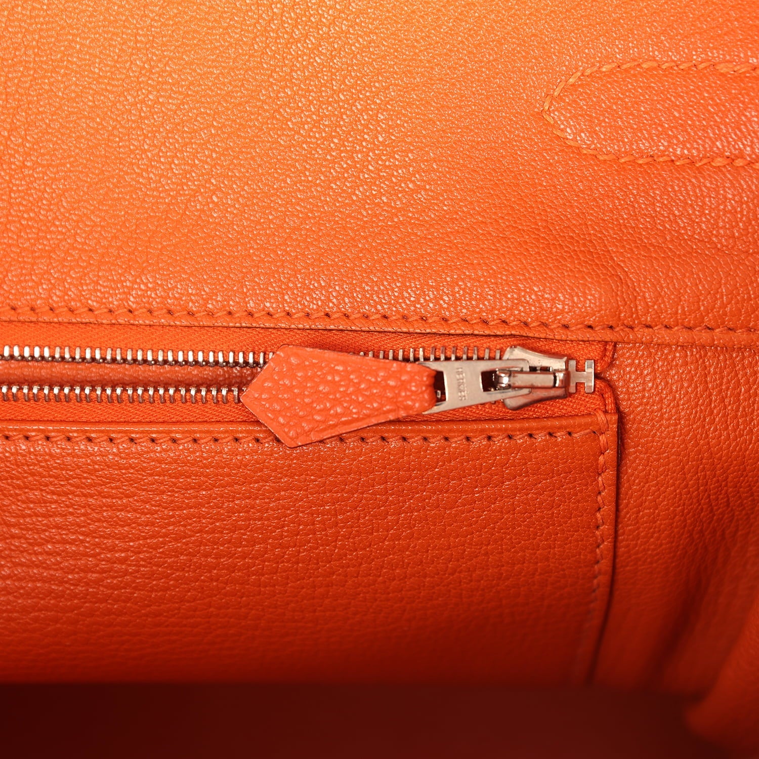 Pre-owned Hermes Birkin 35 Orange Togo Palladium Hardware