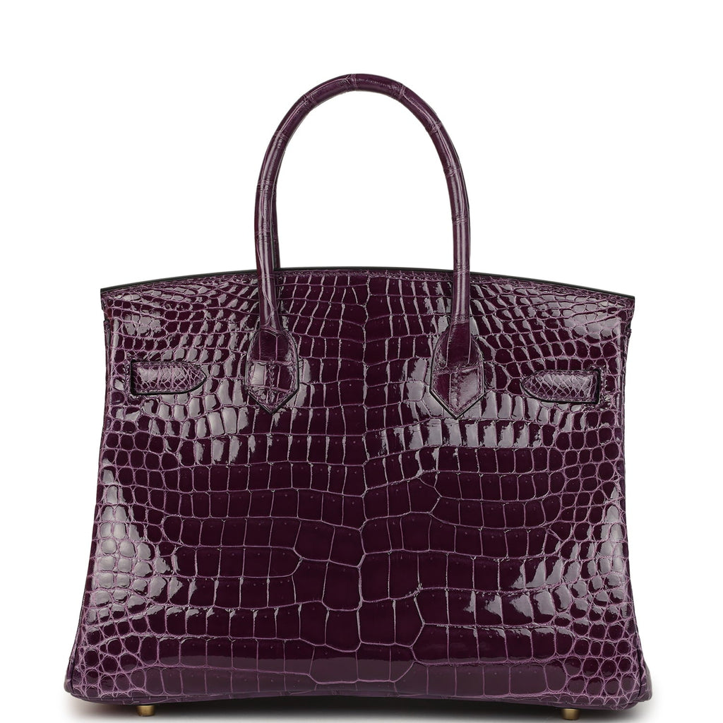Hermes Birkin 30 Cassis Shiny Porosus Crocodile Gold Hardware