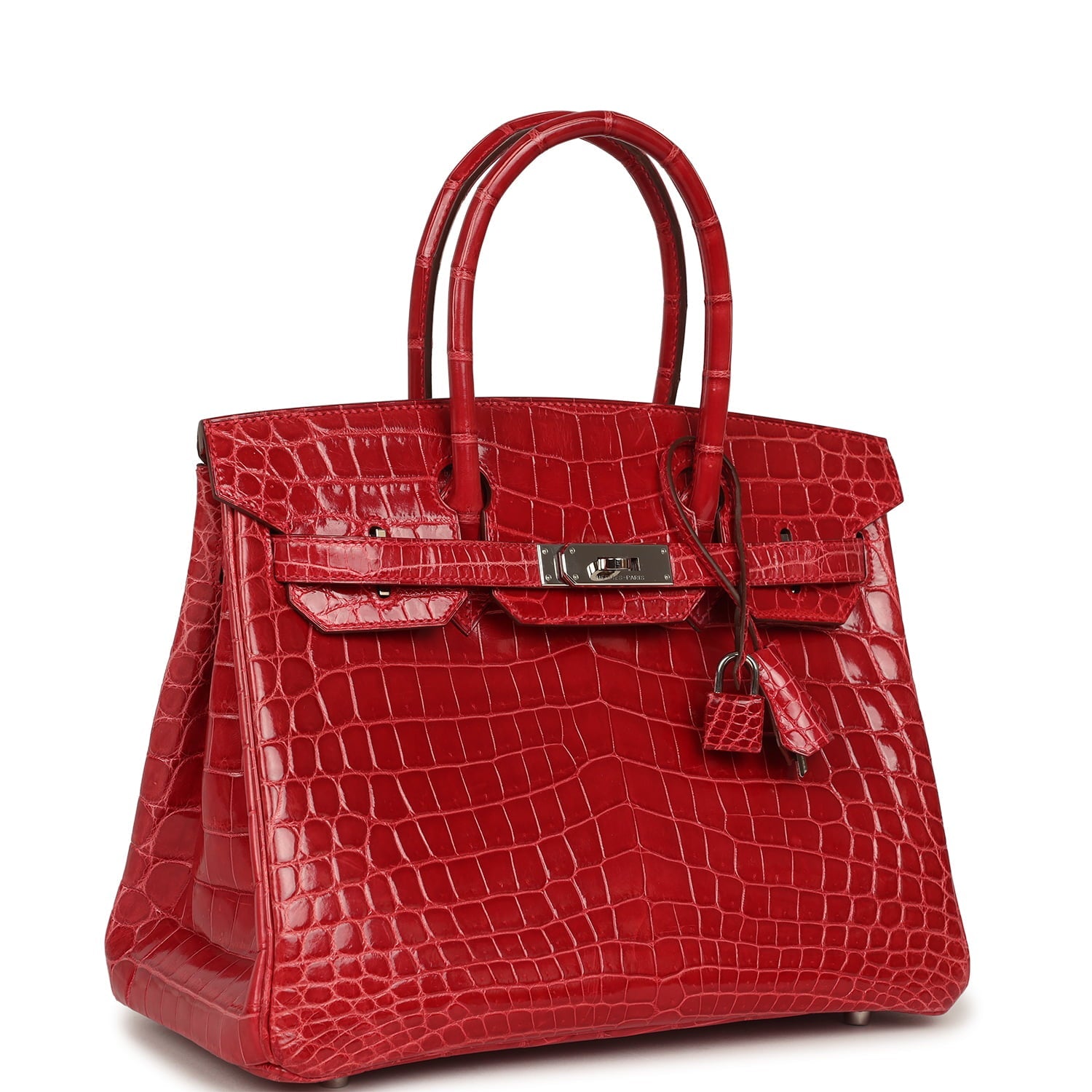 Pre-owned Hermes Birkin 30 Braise Shiny Niloticus Crocodile Palladium Hardware