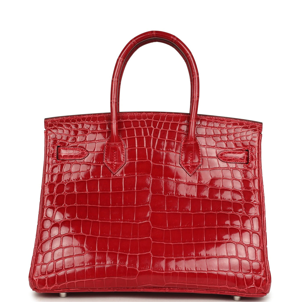 Pre-owned Hermes Birkin 30 Braise Shiny Niloticus Crocodile Palladium Hardware