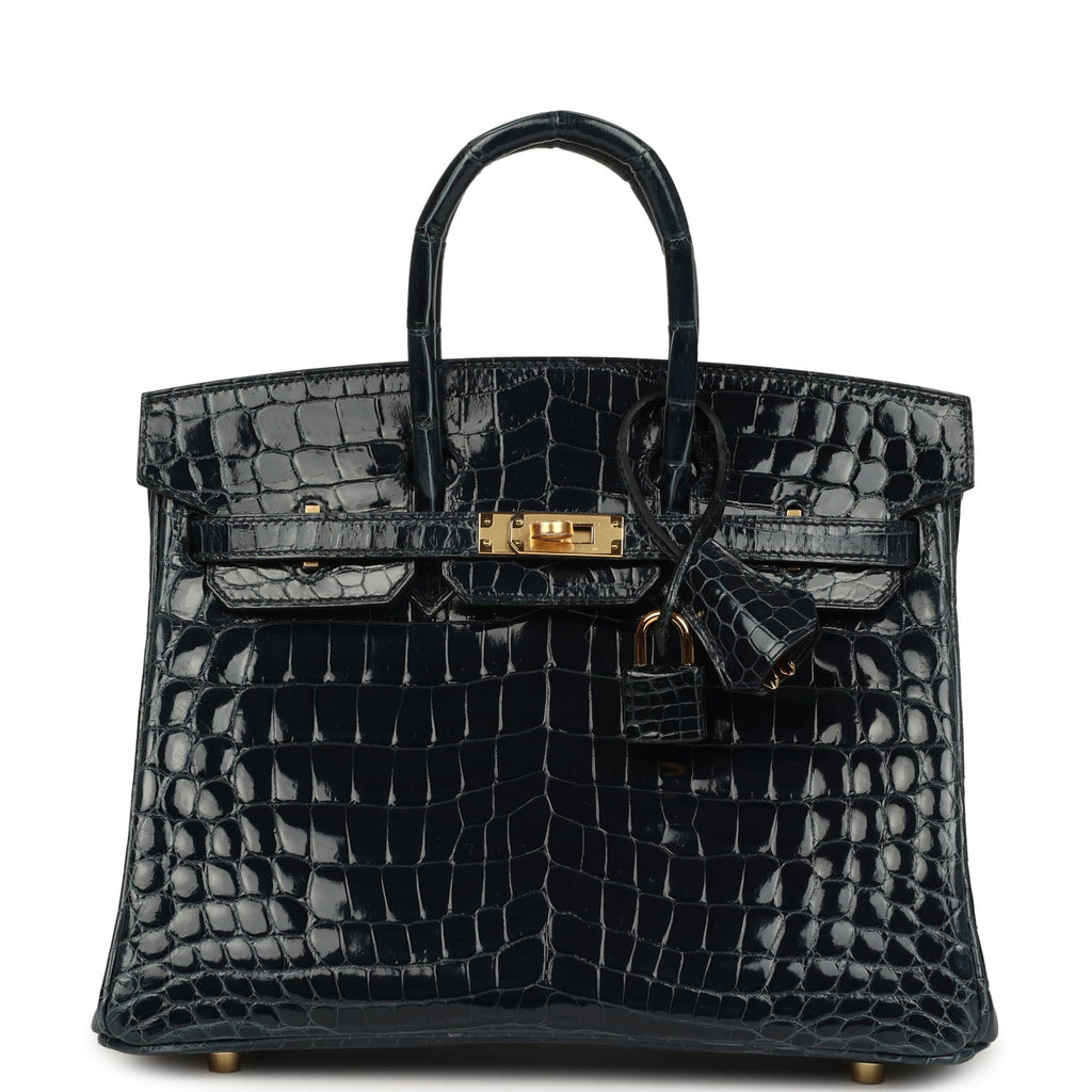 Hermes Birkin 25 Vert Rousseau Shiny Niloticus Crocodile Gold Hardware
