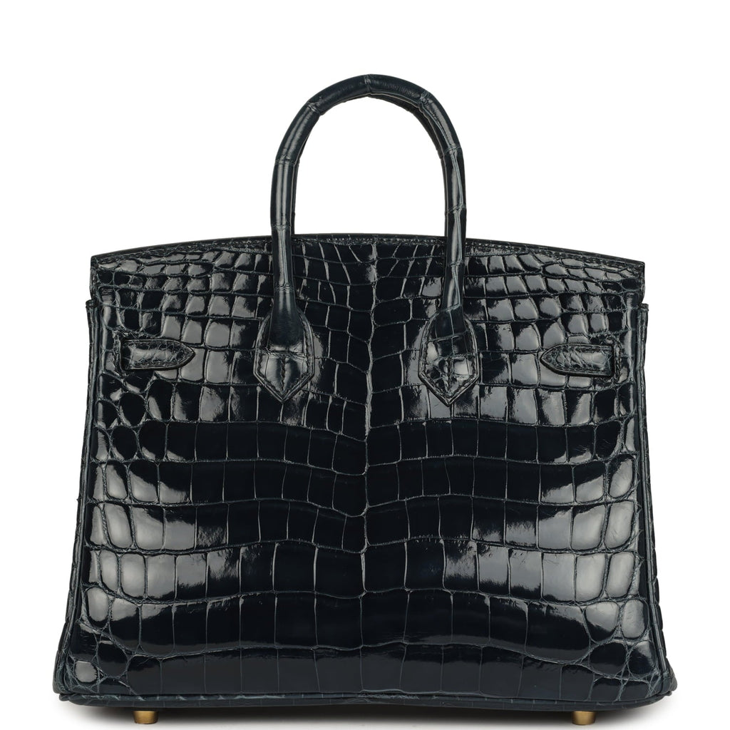 Hermes Birkin 25 Vert Rousseau Shiny Niloticus Crocodile Gold Hardware