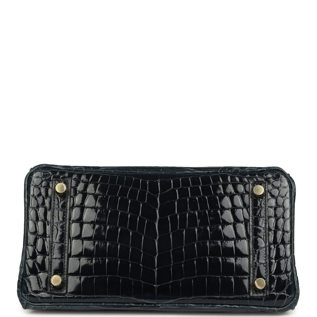 Hermes Birkin 25 Vert Rousseau Shiny Niloticus Crocodile Gold Hardware