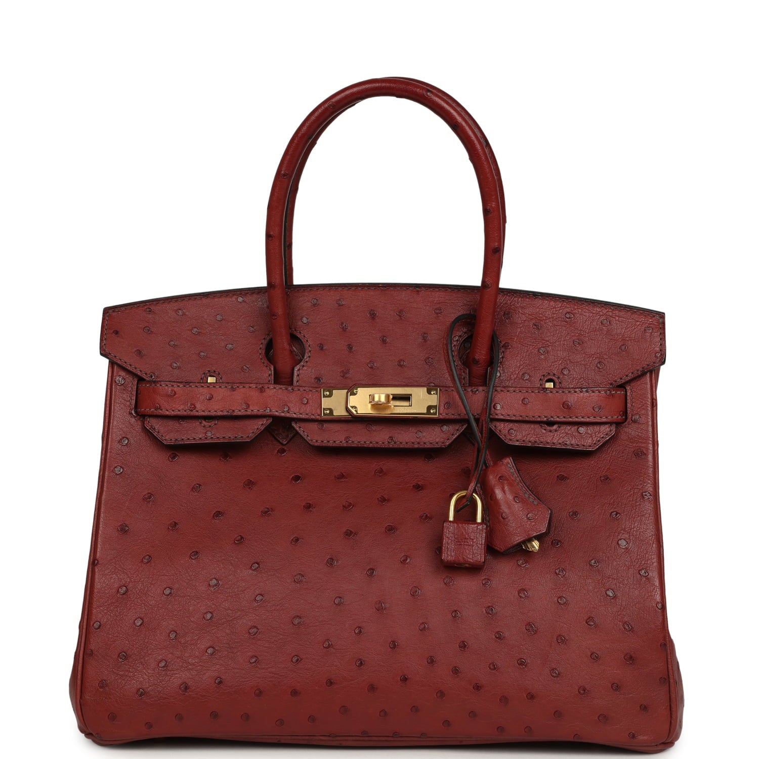 Pre-owned Hermes Birkin 30 Rouge H Ostrich Gold Hardware