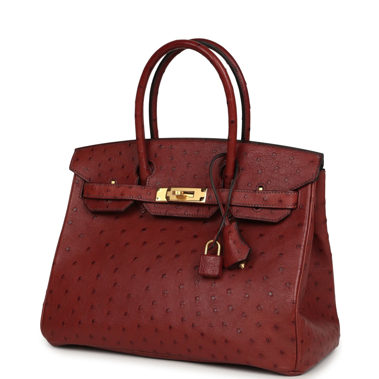 Pre-owned Hermes Birkin 30 Rouge H Ostrich Gold Hardware