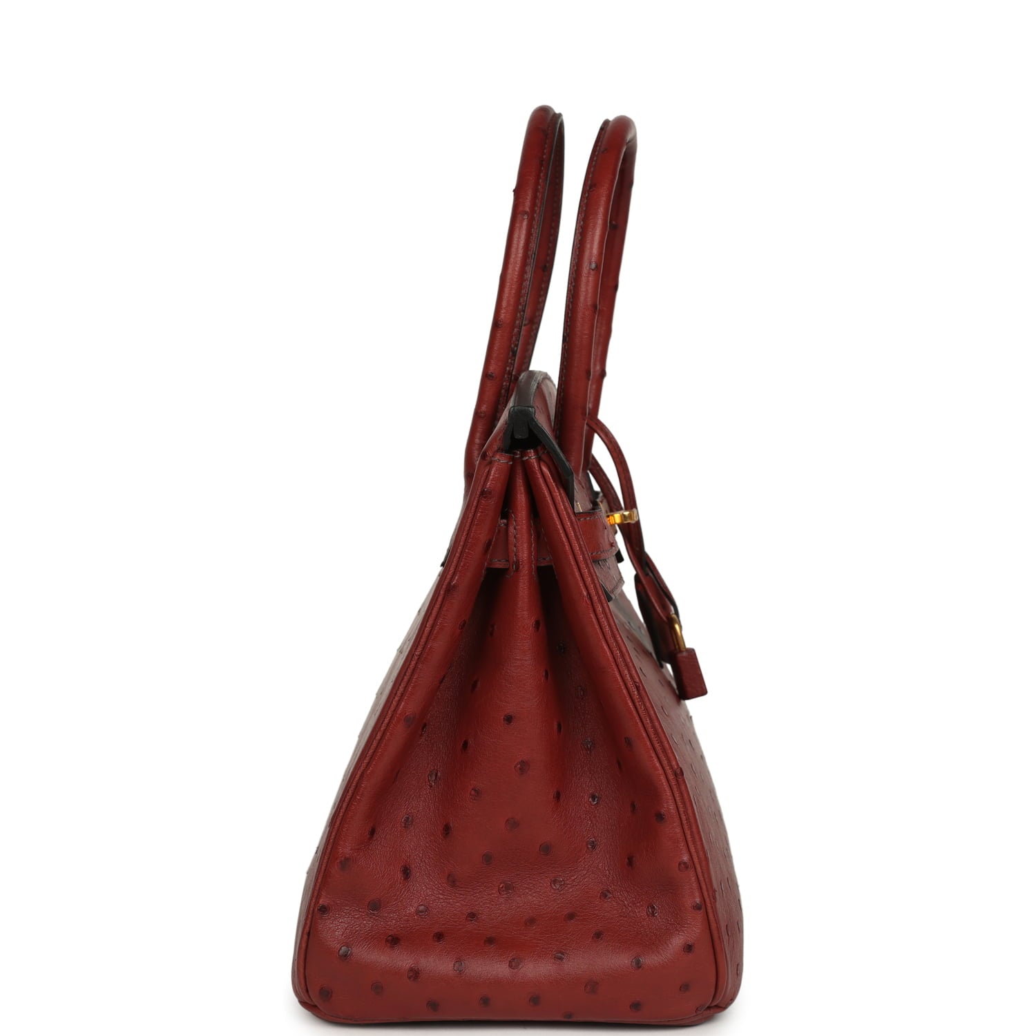 Pre-owned Hermes Birkin 30 Rouge H Ostrich Gold Hardware