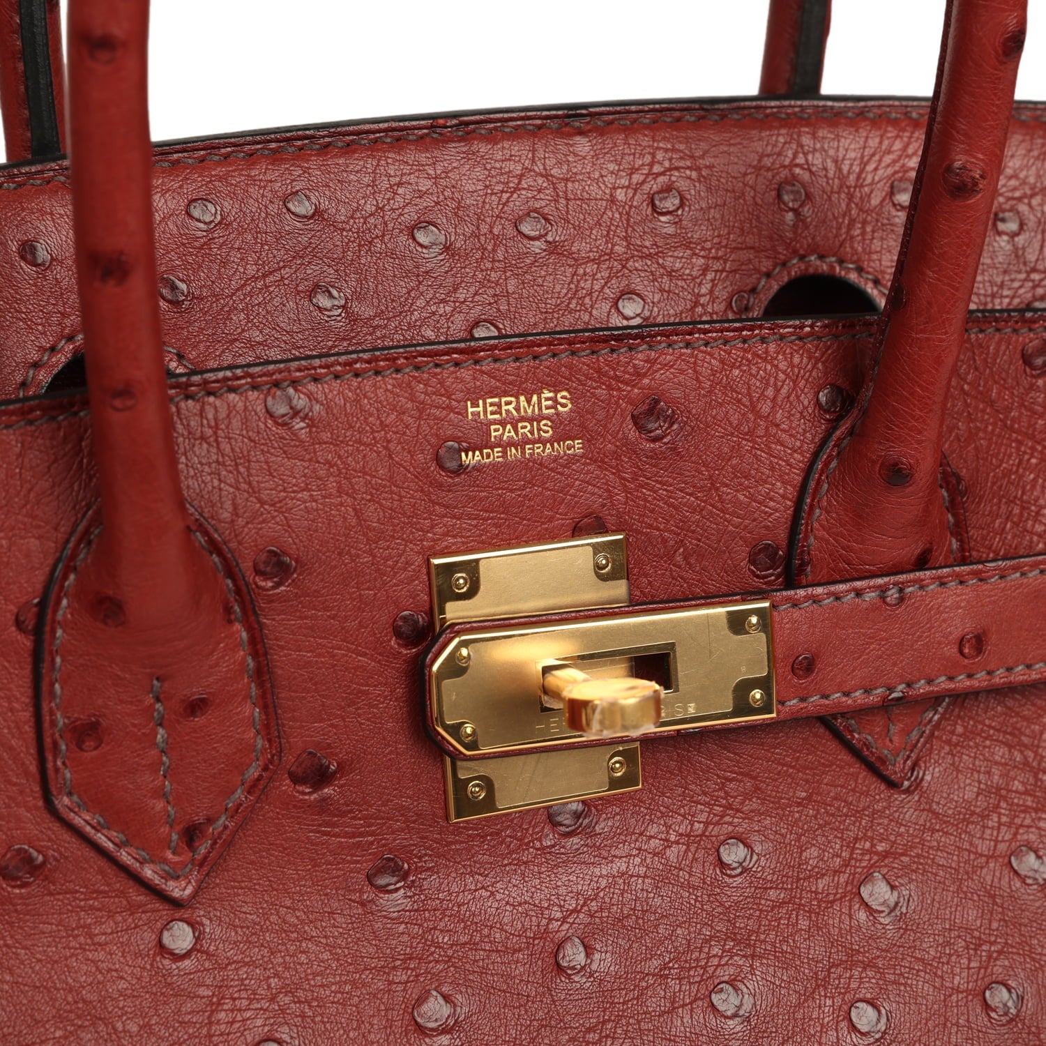 Pre-owned Hermes Birkin 30 Rouge H Ostrich Gold Hardware