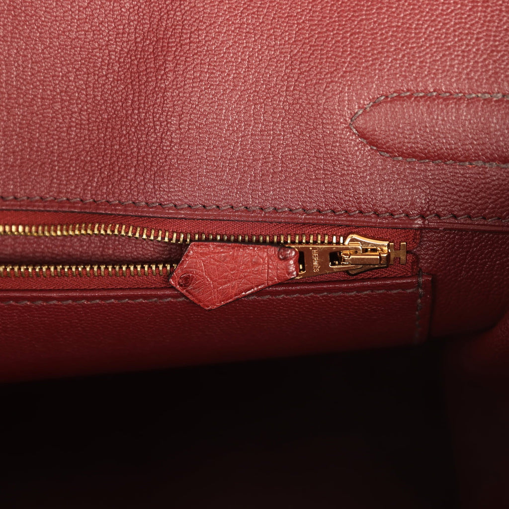 Pre-owned Hermes Birkin 30 Rouge H Ostrich Gold Hardware