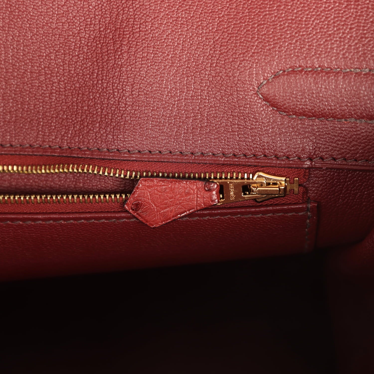 Pre-owned Hermes Birkin 30 Rouge H Ostrich Gold Hardware
