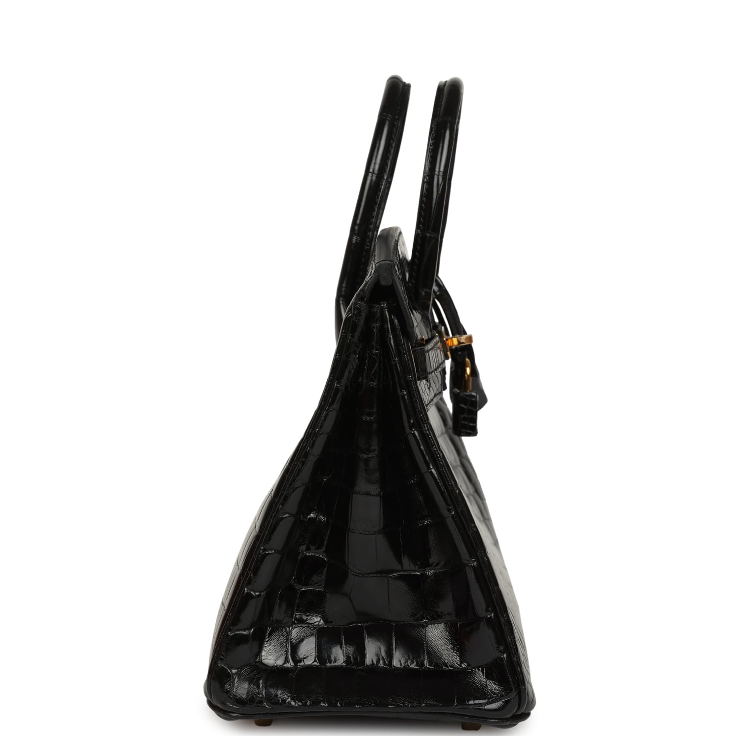 Hermes Birkin 25 Black Shiny Niloticus Crocodile Gold Hardware