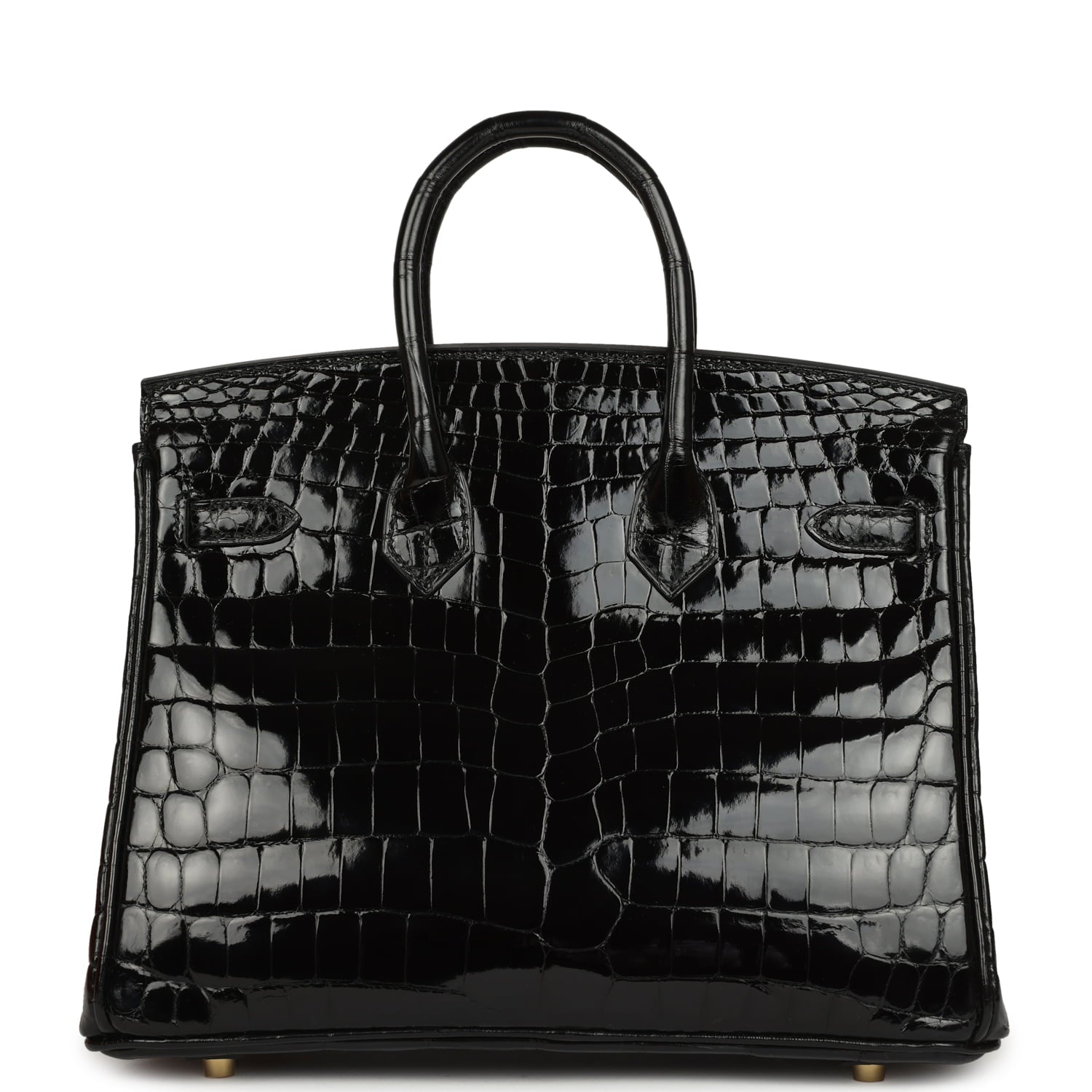 Hermes Birkin 25 Black Shiny Niloticus Crocodile Gold Hardware