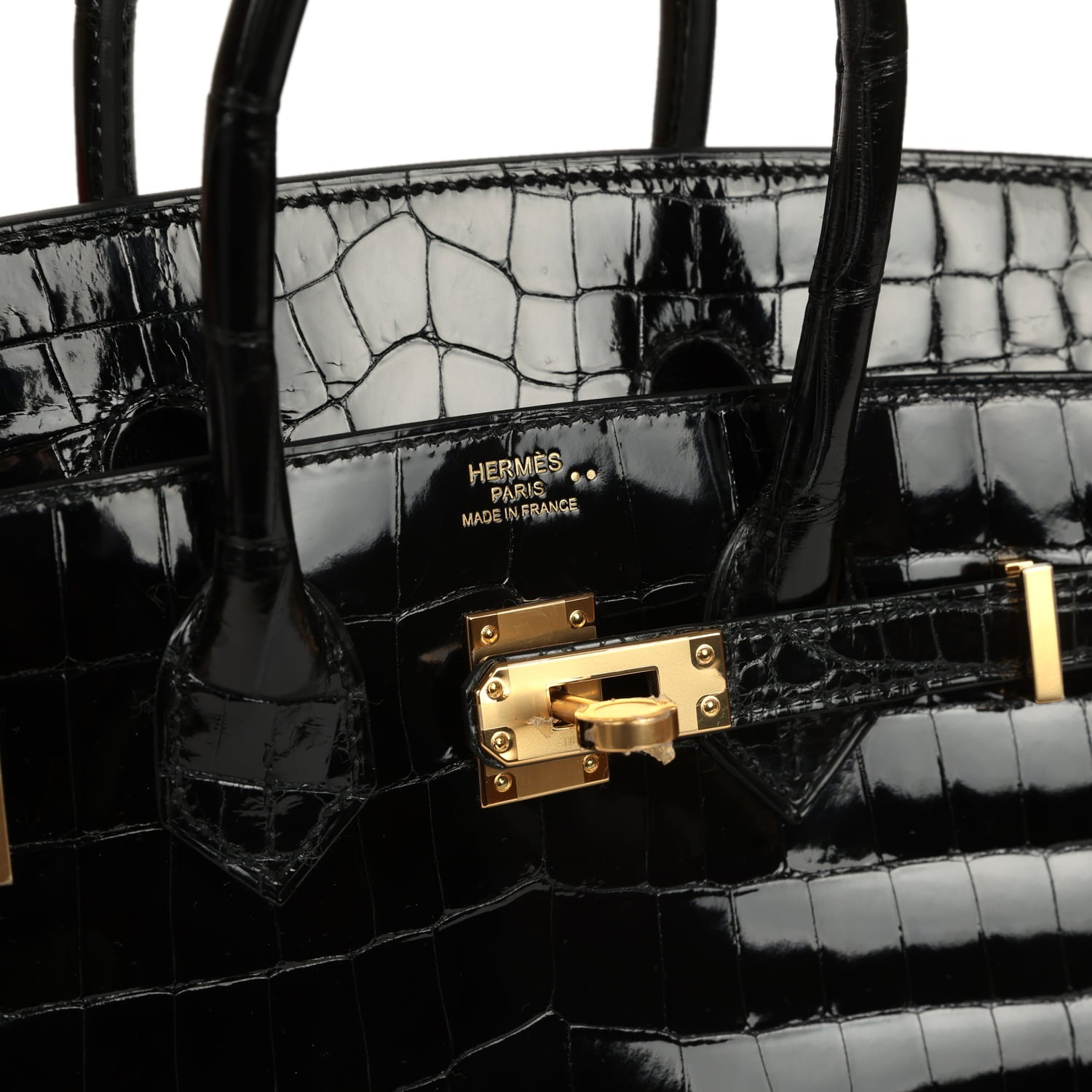 Hermes Birkin 25 Black Shiny Niloticus Crocodile Gold Hardware