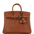 Pre-owned Hermes Birkin 25 Fauve Barenia Faubourg Gold Hardware