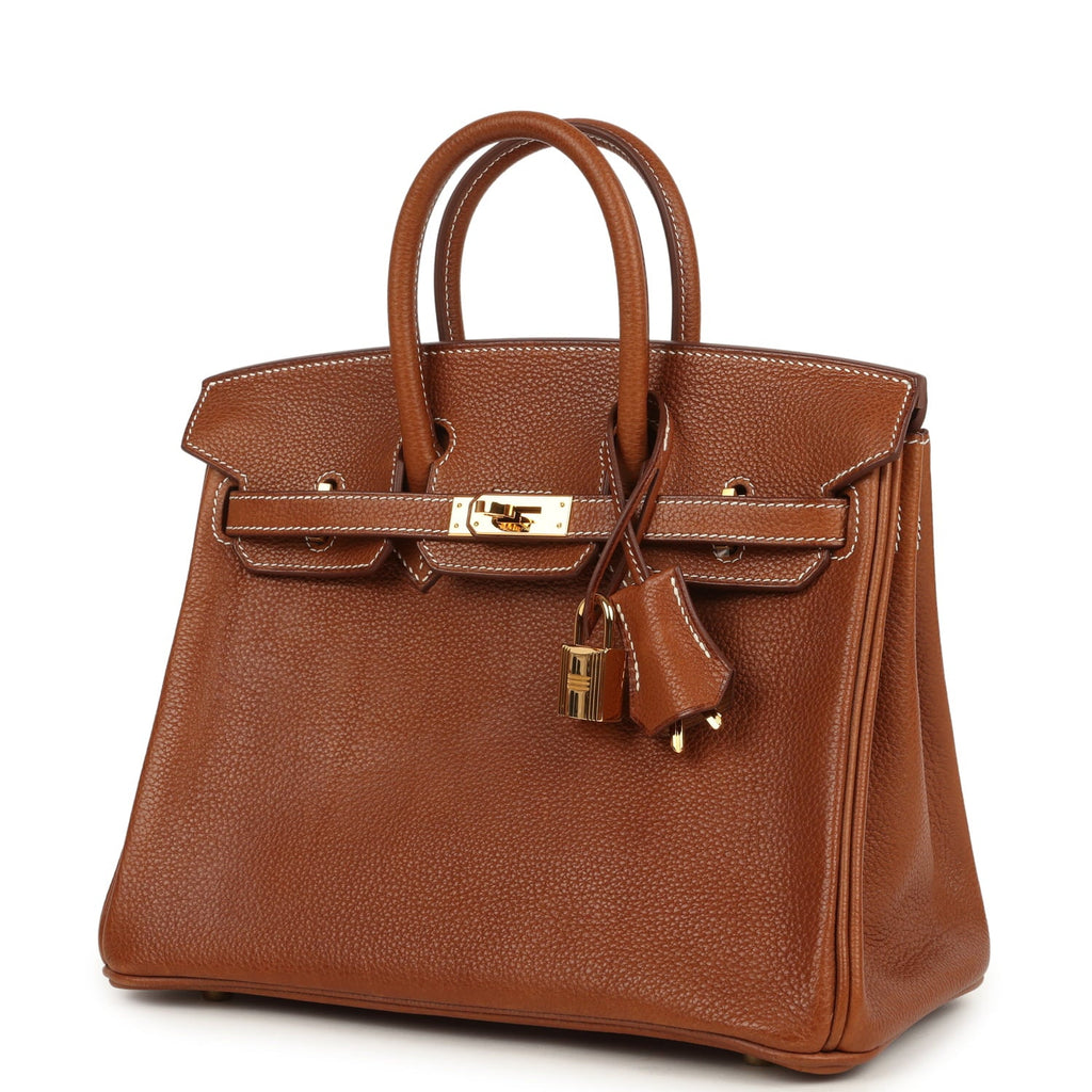 Pre-owned Hermes Birkin 25 Fauve Barenia Faubourg Gold Hardware