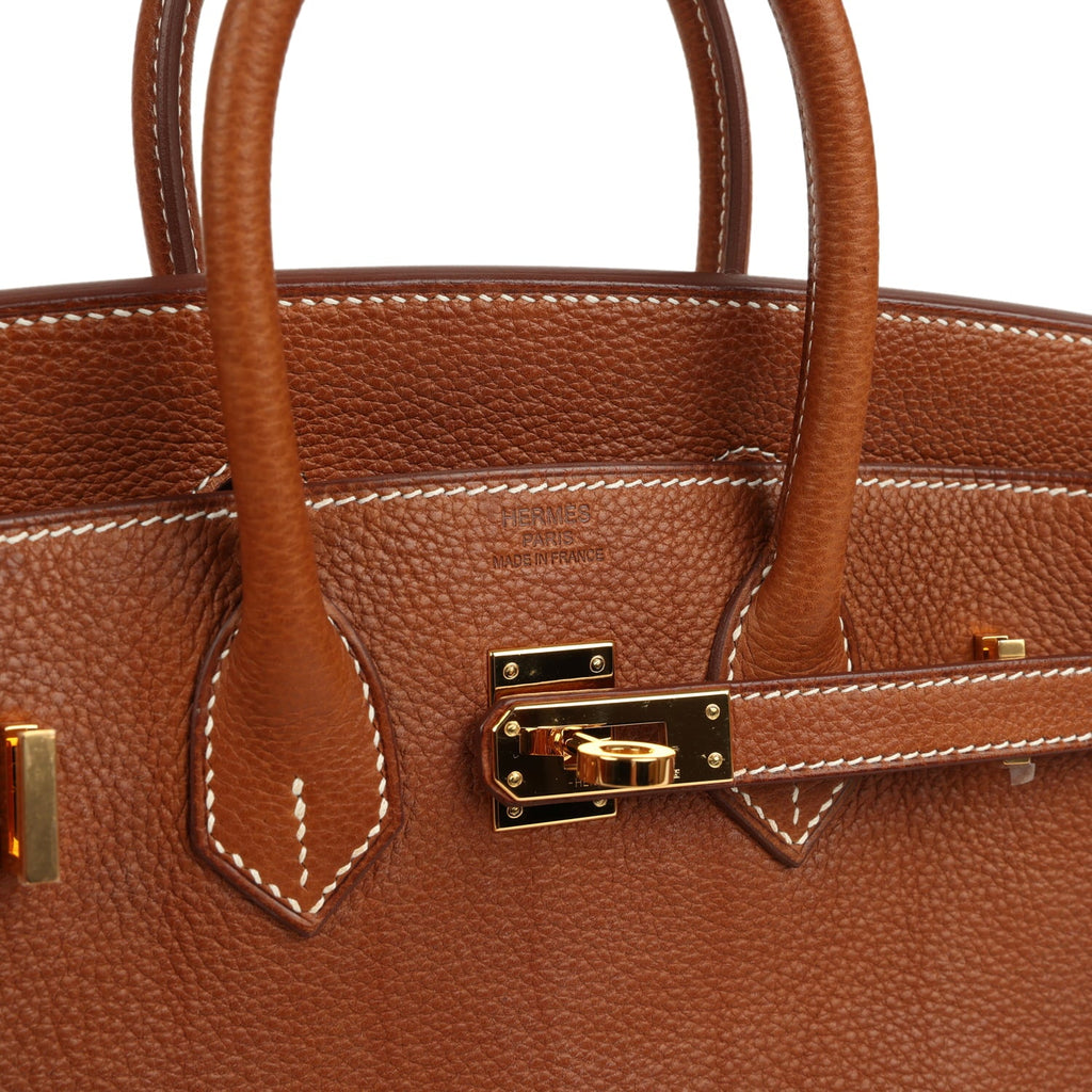 Pre-owned Hermes Birkin 25 Fauve Barenia Faubourg Gold Hardware
