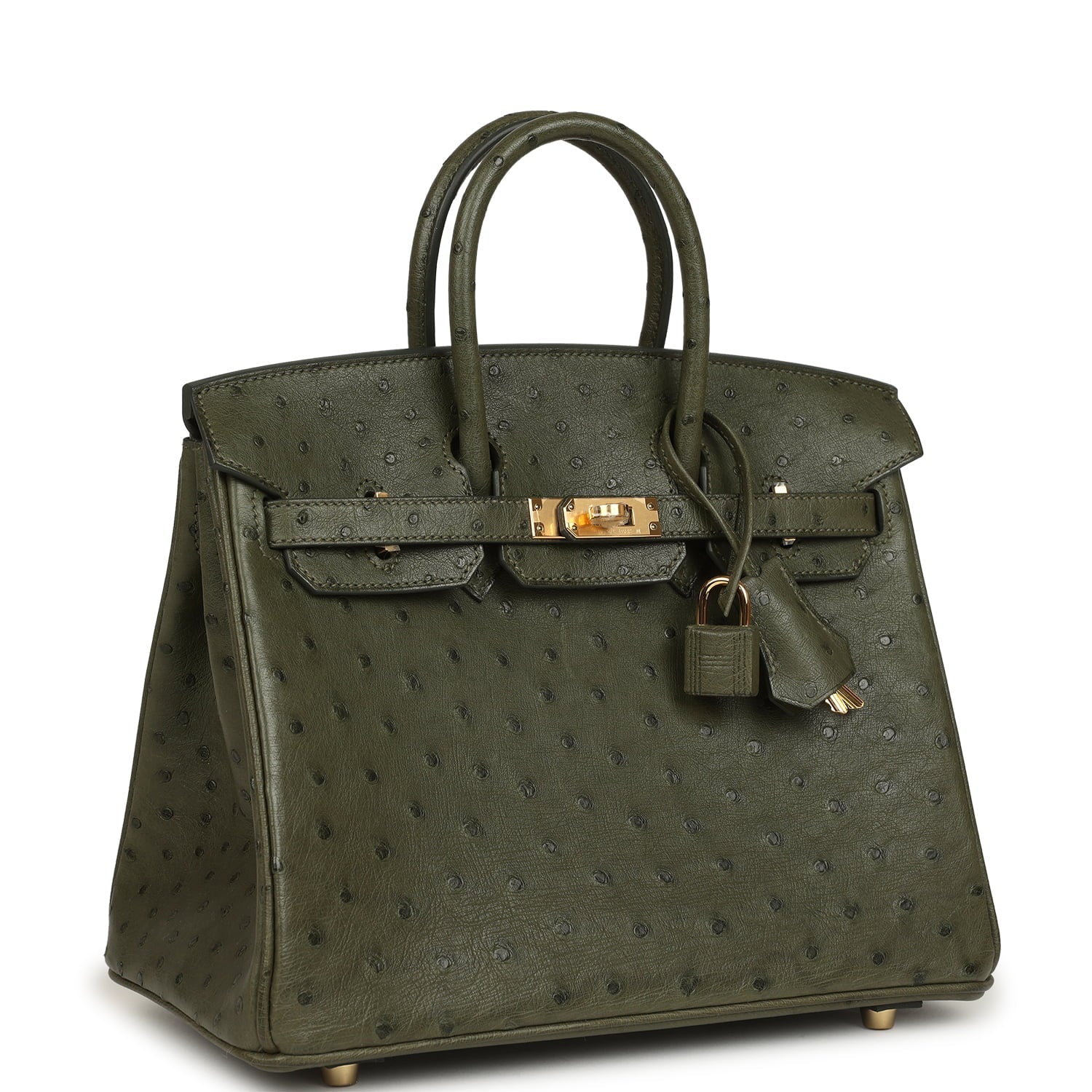Pre-owned Hermes Birkin 25 Vert Veronese Ostrich Gold Hardware