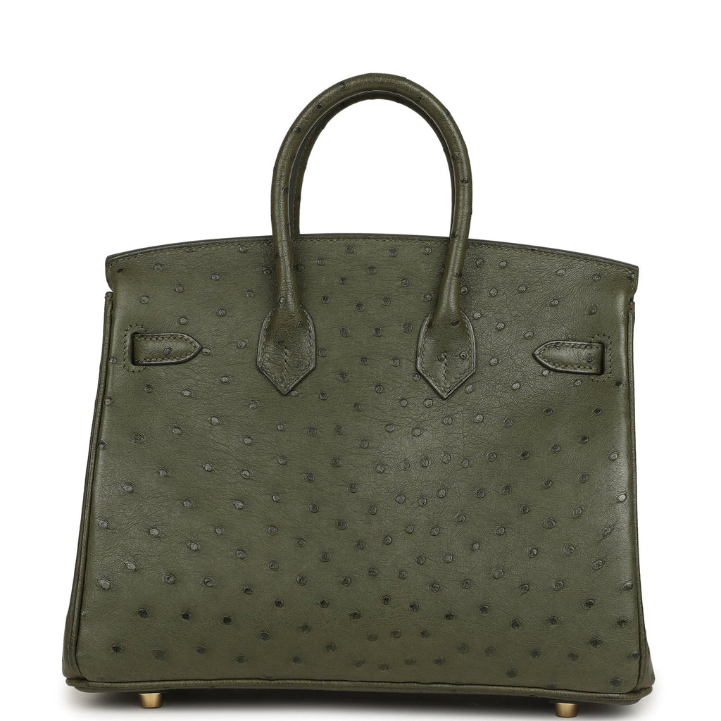 Pre-owned Hermes Birkin 25 Vert Veronese Ostrich Gold Hardware