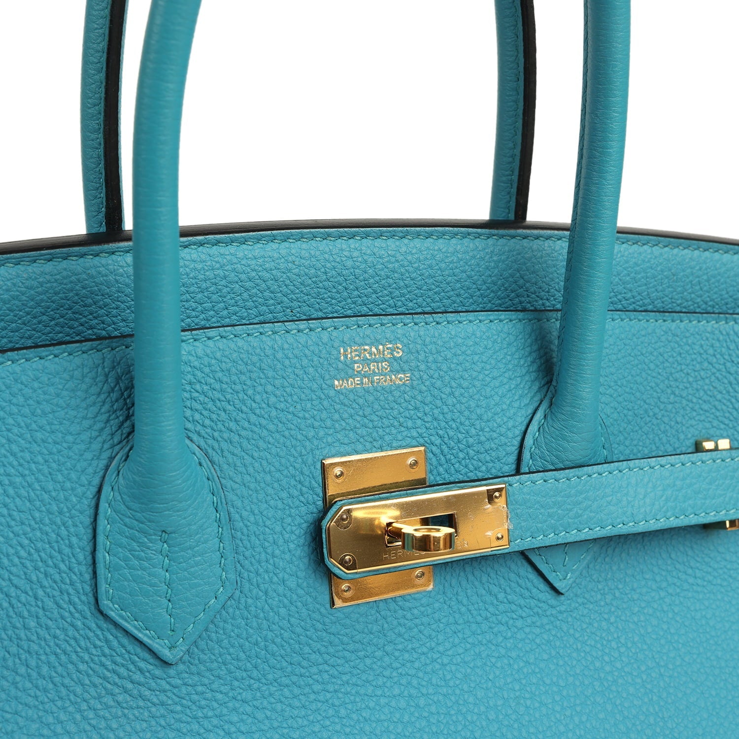 Pre-owned Hermes Birkin 35 Turquoise Togo Gold Hardware