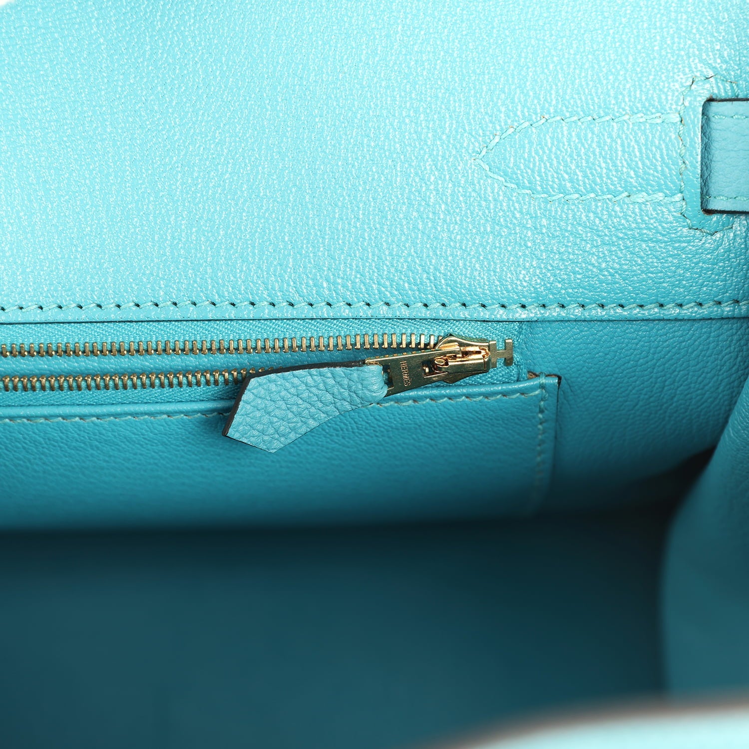 Pre-owned Hermes Birkin 35 Turquoise Togo Gold Hardware