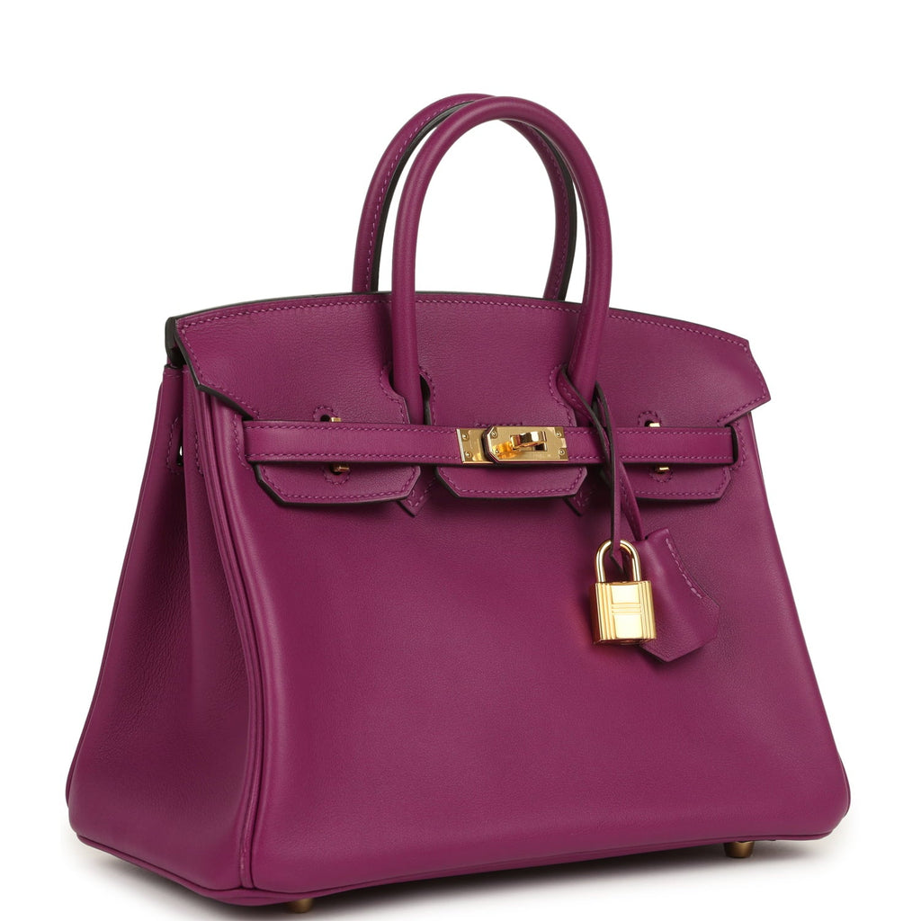 Pre-owned Hermes Birkin 25 Anemone Swift Gold Hardware