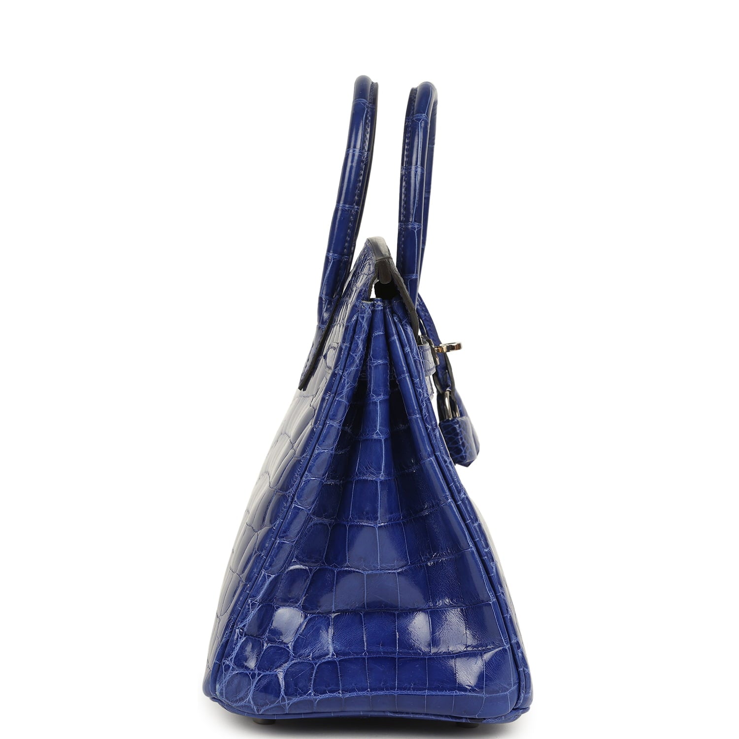 Pre-owned Hermes Birkin 25 Bleu Electric Shiny Niloticus Crocodile Palladium Hardware