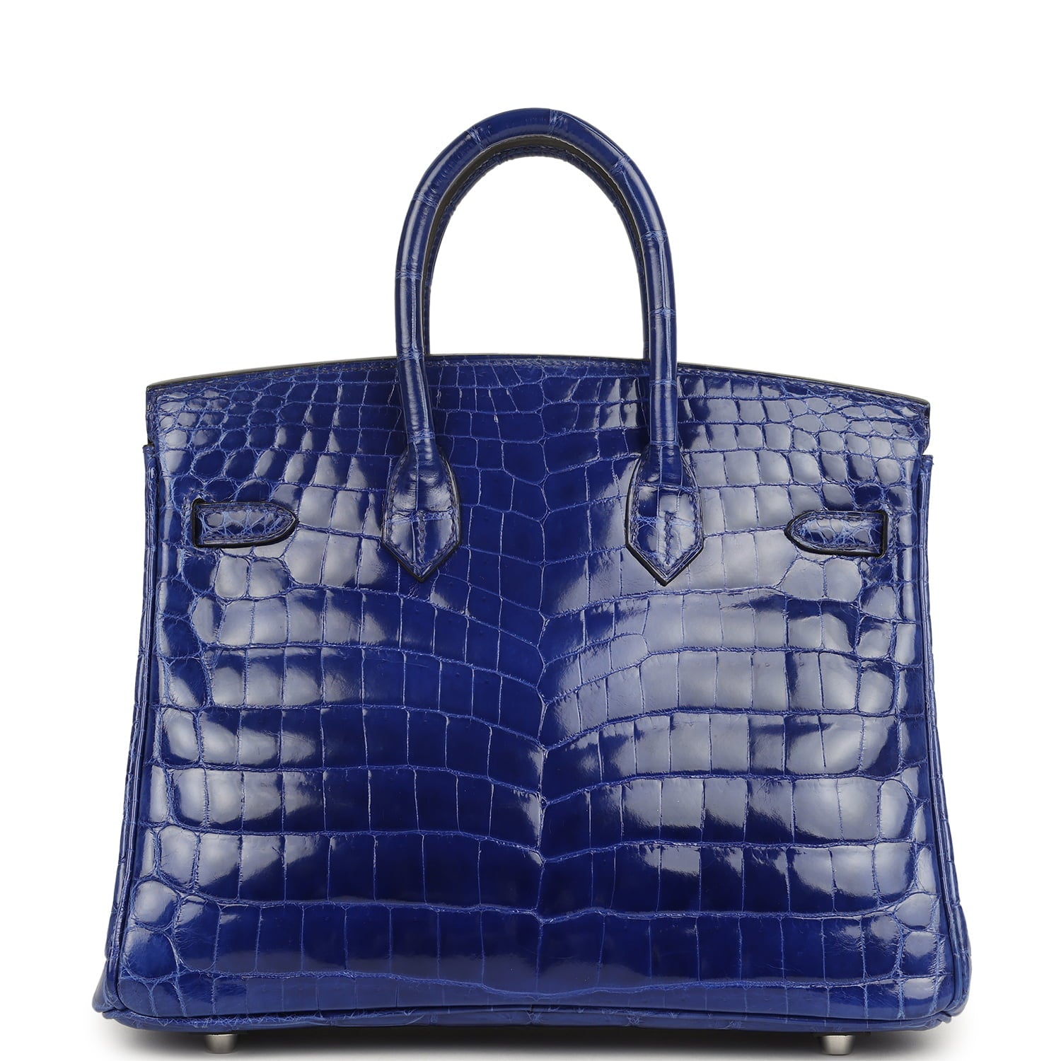 Pre-owned Hermes Birkin 25 Bleu Electric Shiny Niloticus Crocodile Palladium Hardware