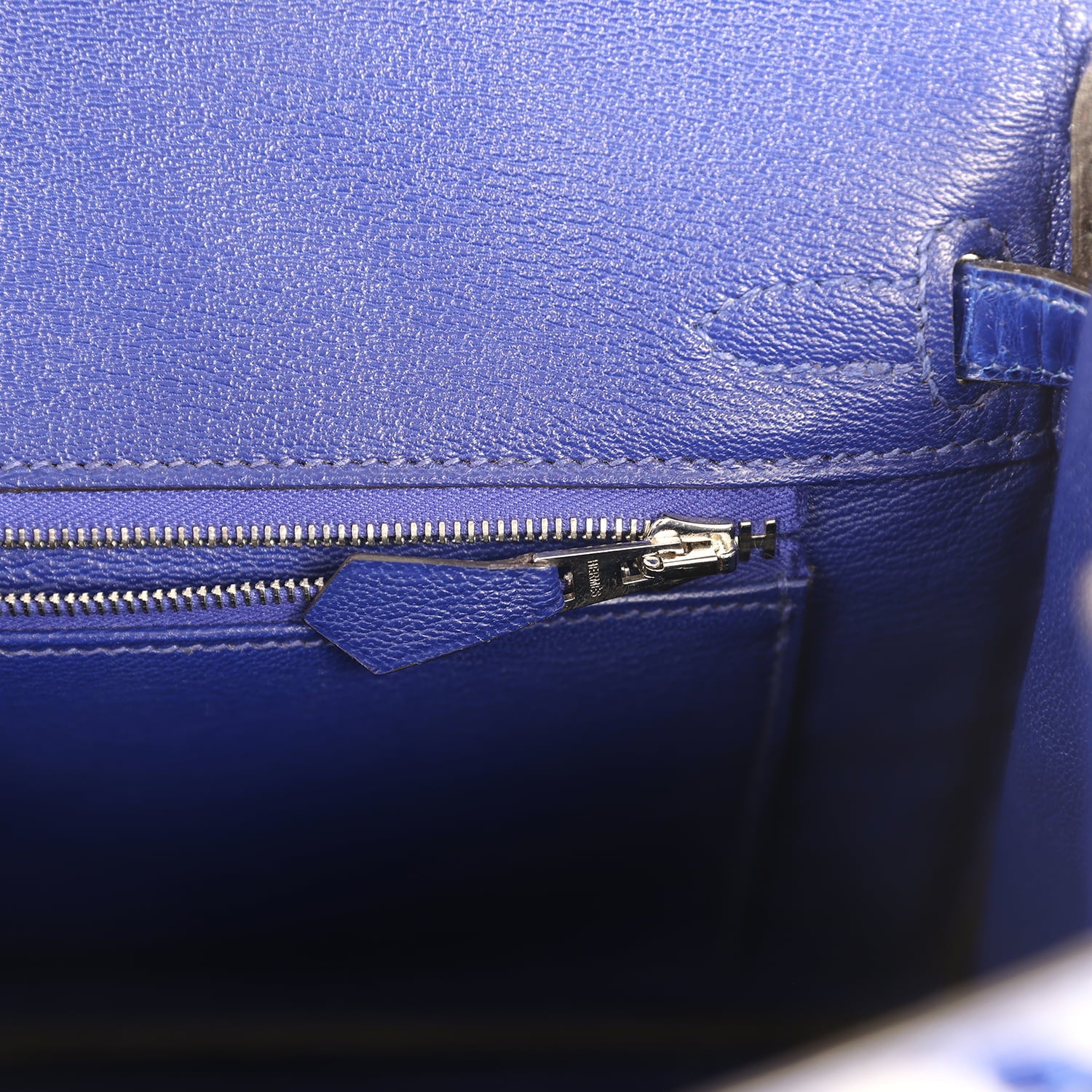 Pre-owned Hermes Birkin 25 Bleu Electric Shiny Niloticus Crocodile Palladium Hardware