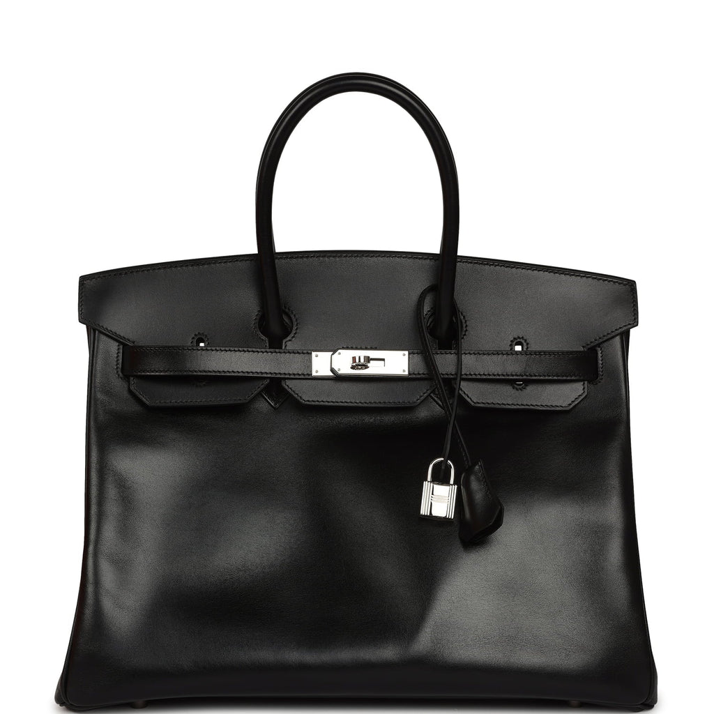 Vintage Hermes Birkin 35 Black Box Palladium Hardware