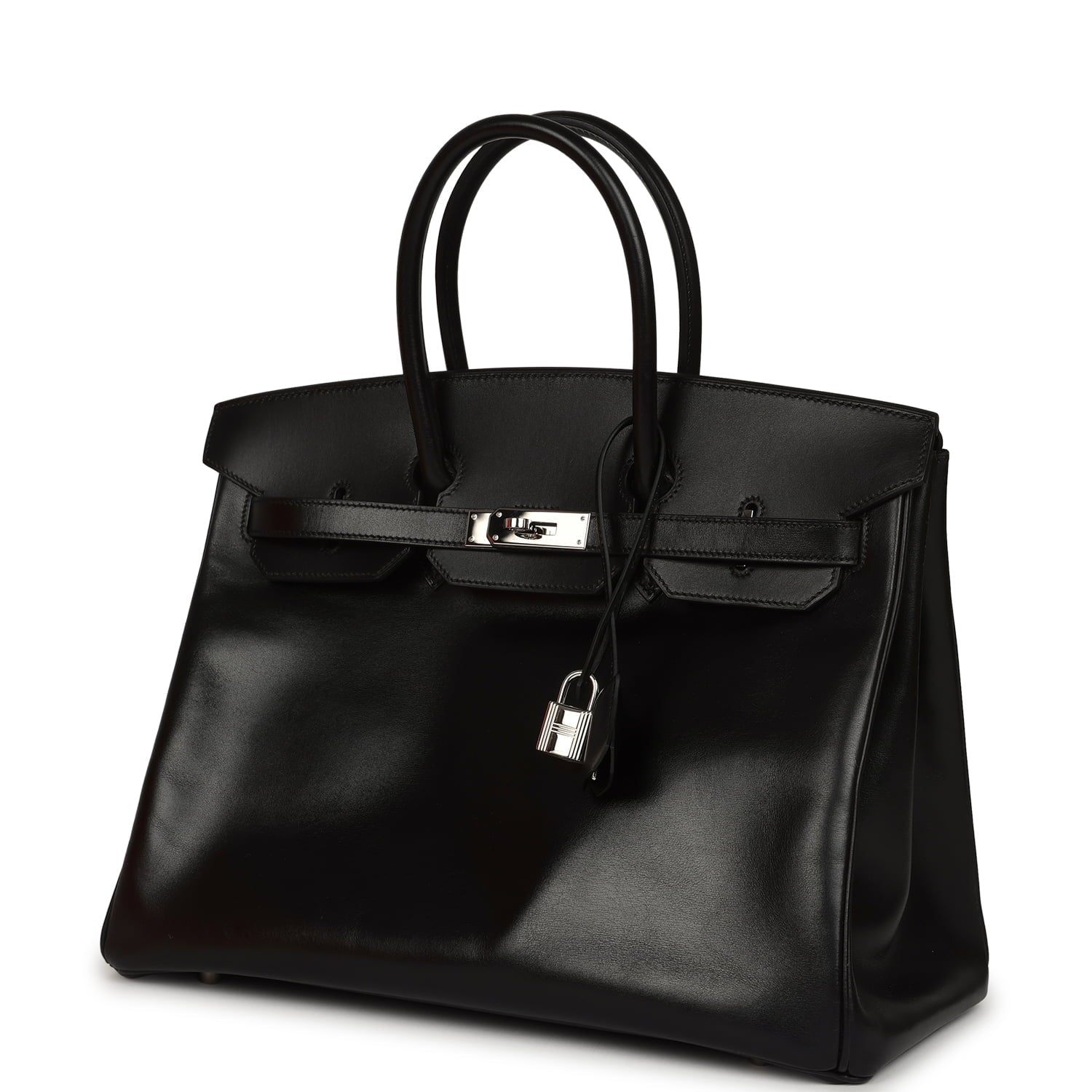 Vintage Hermes Birkin 35 Black Box Palladium Hardware