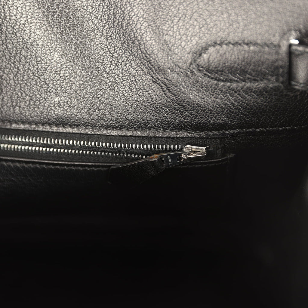 Vintage Hermes Birkin 35 Black Box Palladium Hardware