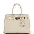 Pre-owned Hermes 3 en 1 Birkin 30 Beton Togo and Swift Palladium Hardware